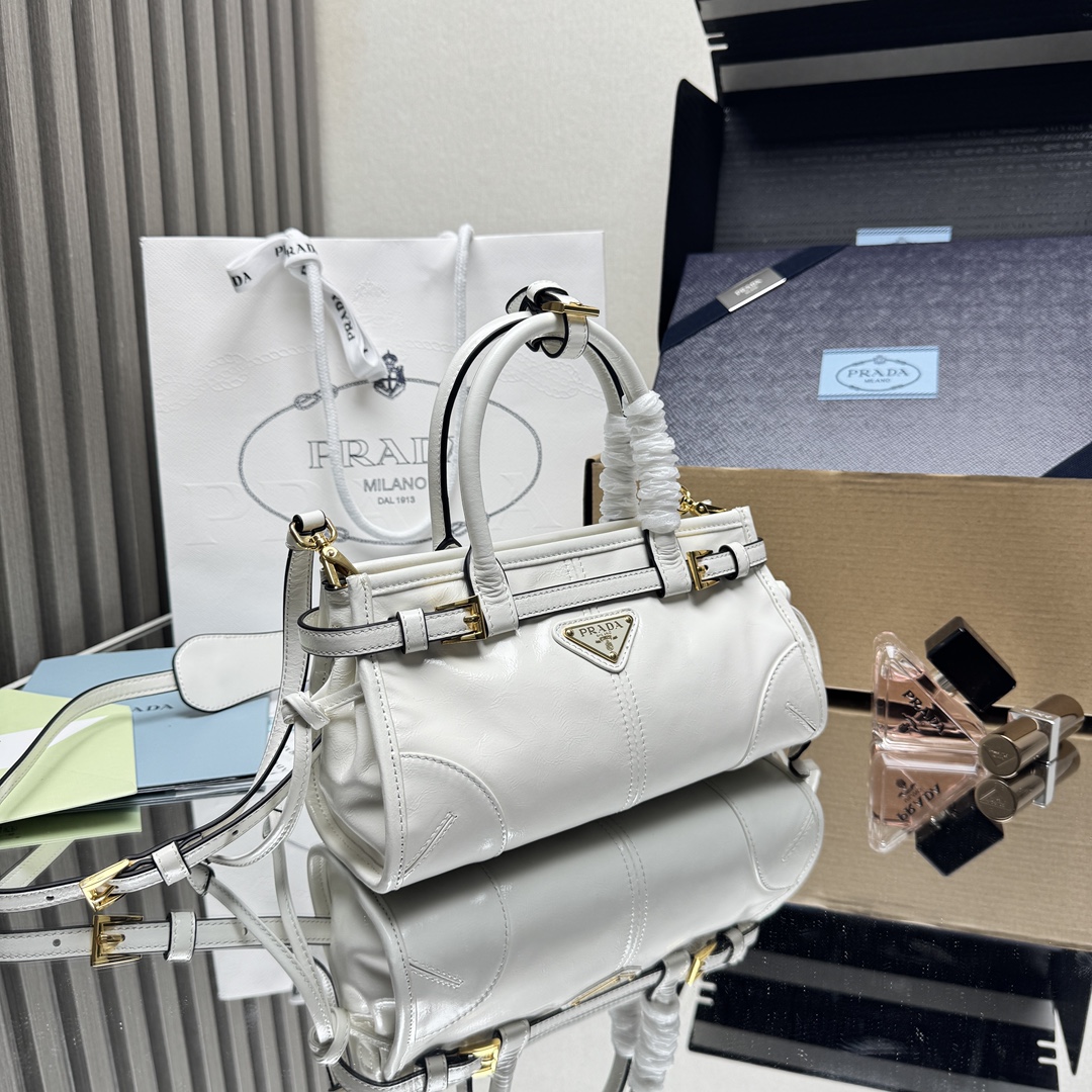 プラダ ミニ トップハンドル バッグ ホワイト 1BA486 詳細画像 2