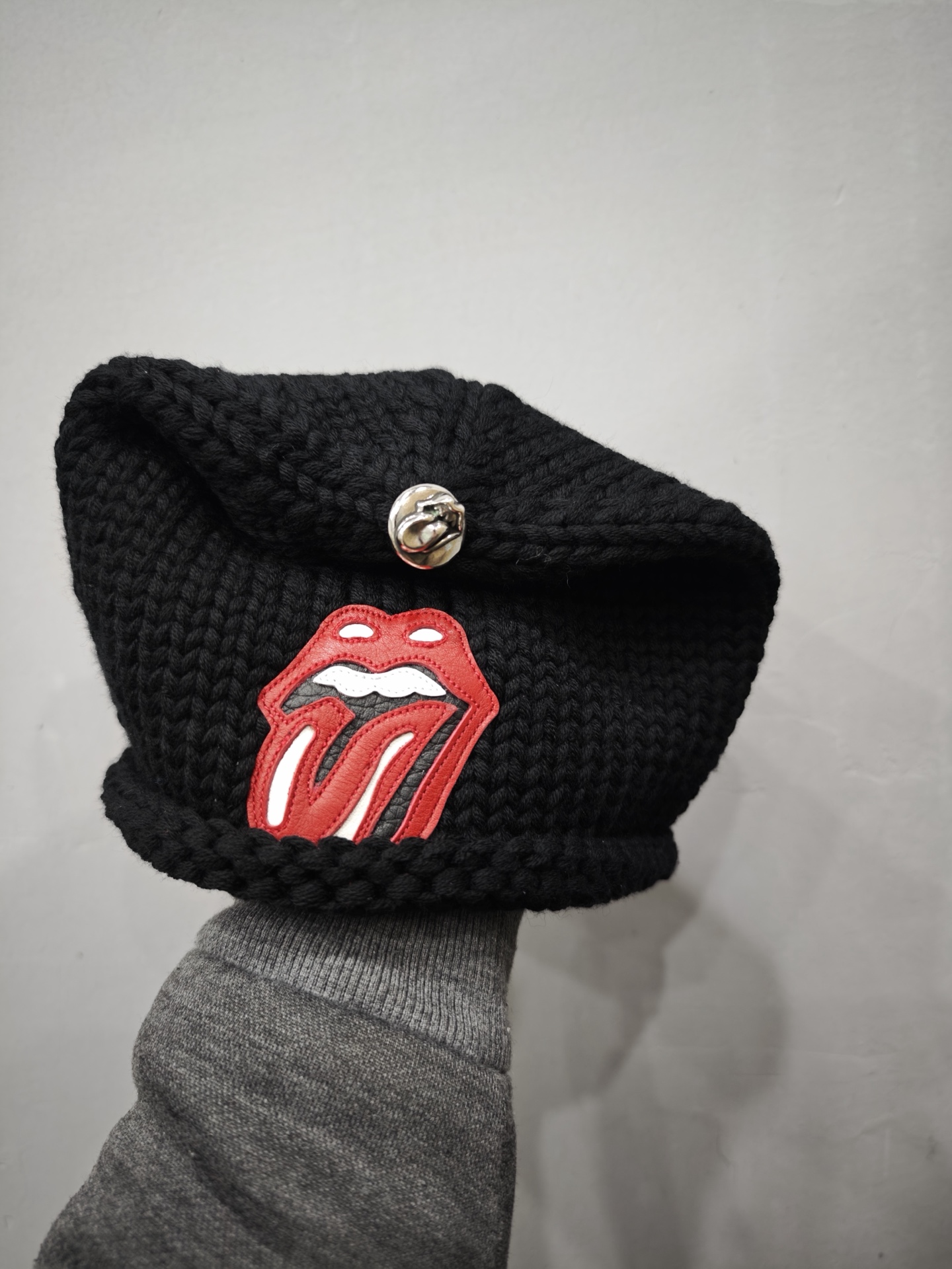 クロムハーツ x Rolling Stones Cashmere ビーニー ブラック 詳細画像 1