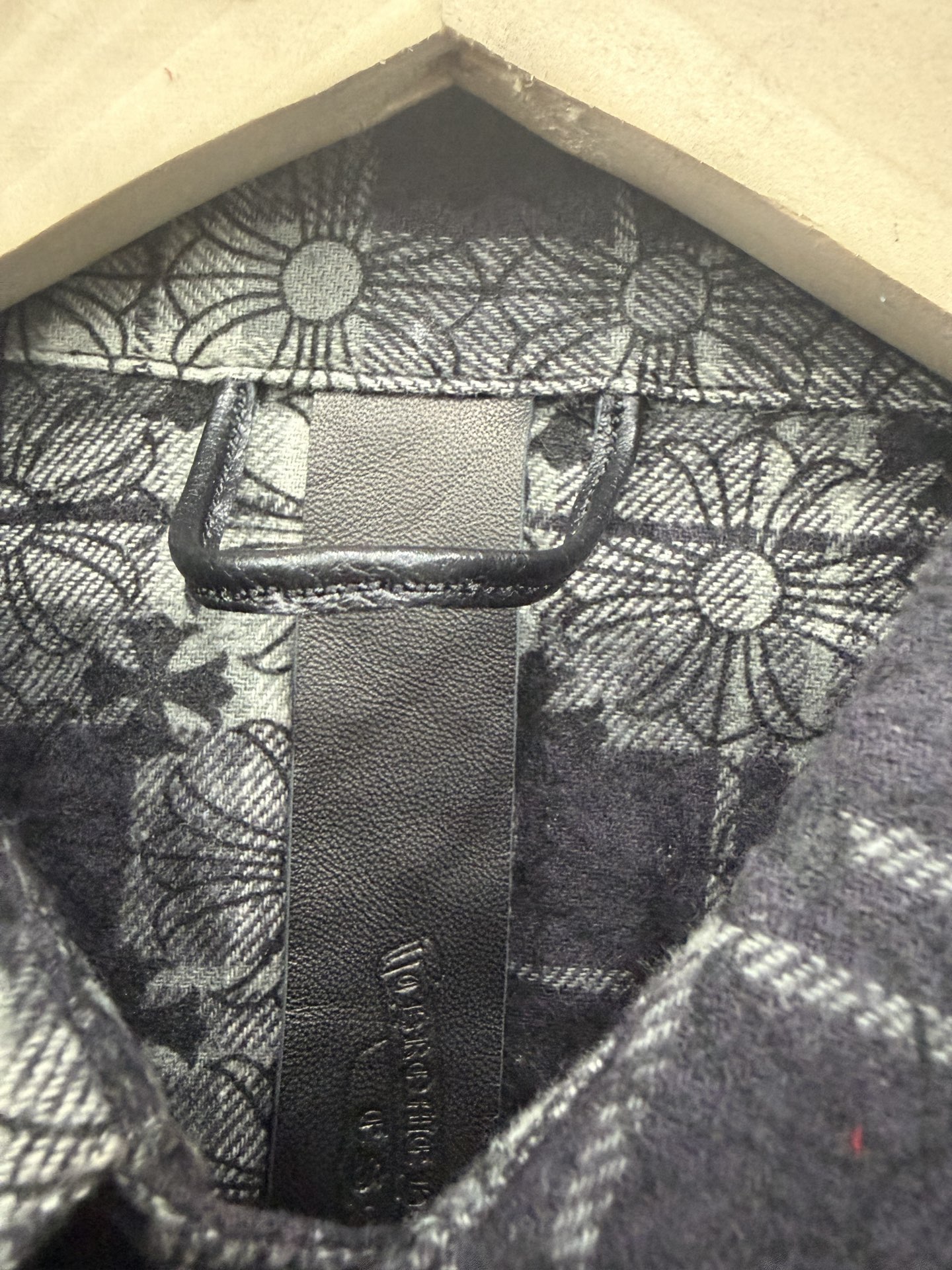 クロムハーツ Plaid Leather Patchwork レザーパッチ シャツ ブラック グレー 画像 4