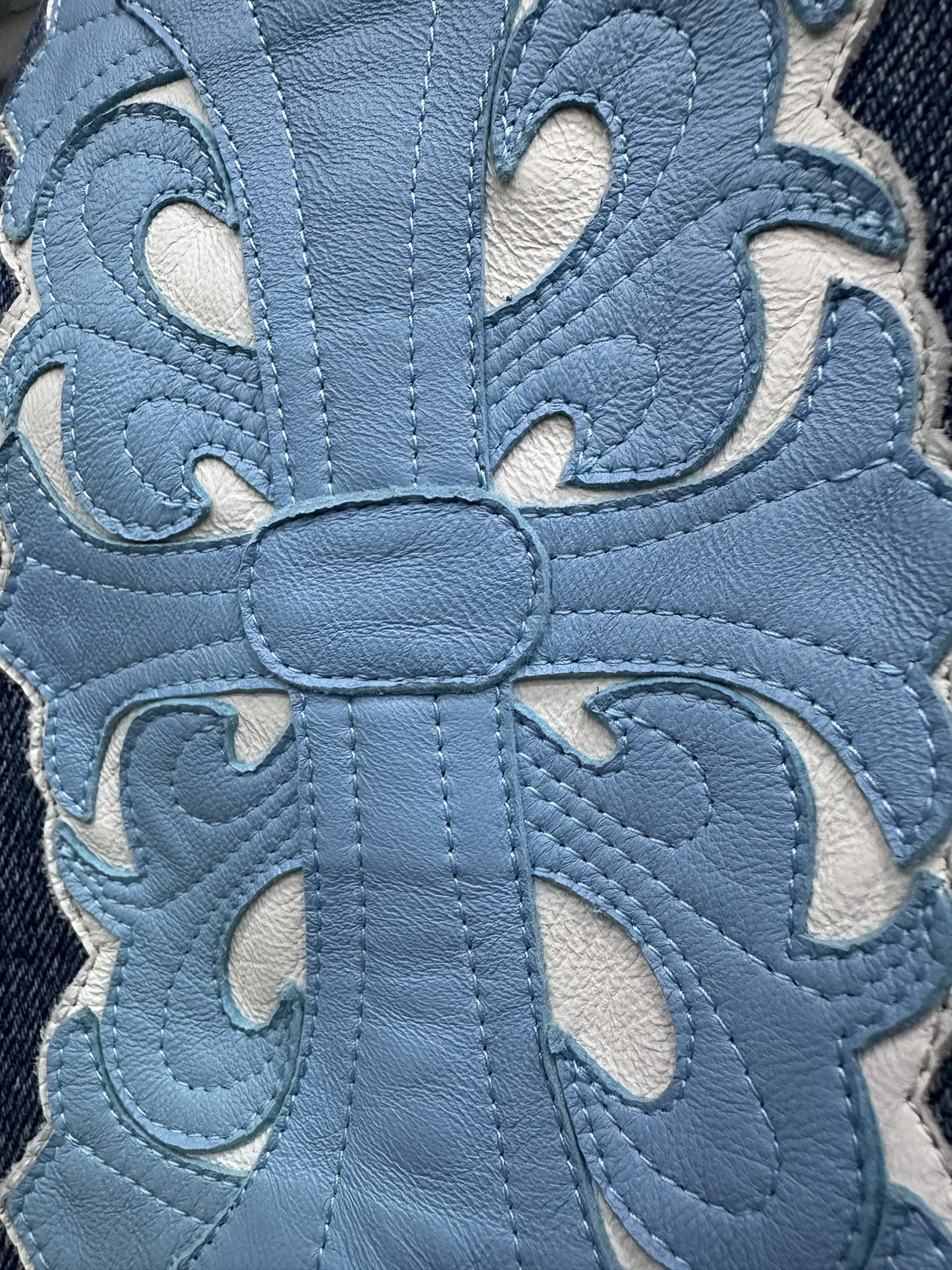 クロムハーツ x Levi's Type III Big E レザー Patch デニム ジャケット Blue 画像 4