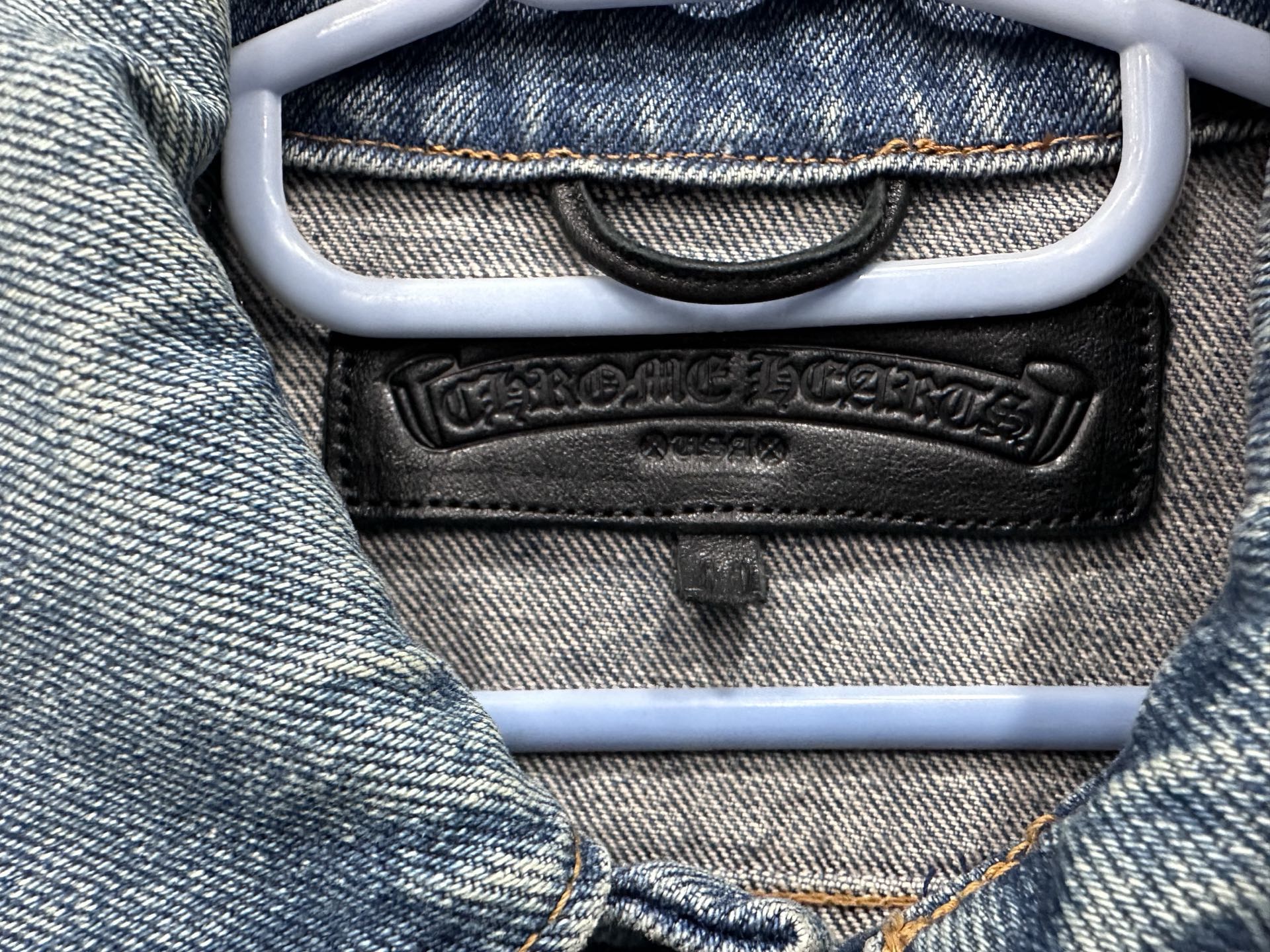 クロムハーツ x Levi's Type III Big E レザー Patch デニム ジャケット Blue 画像 6