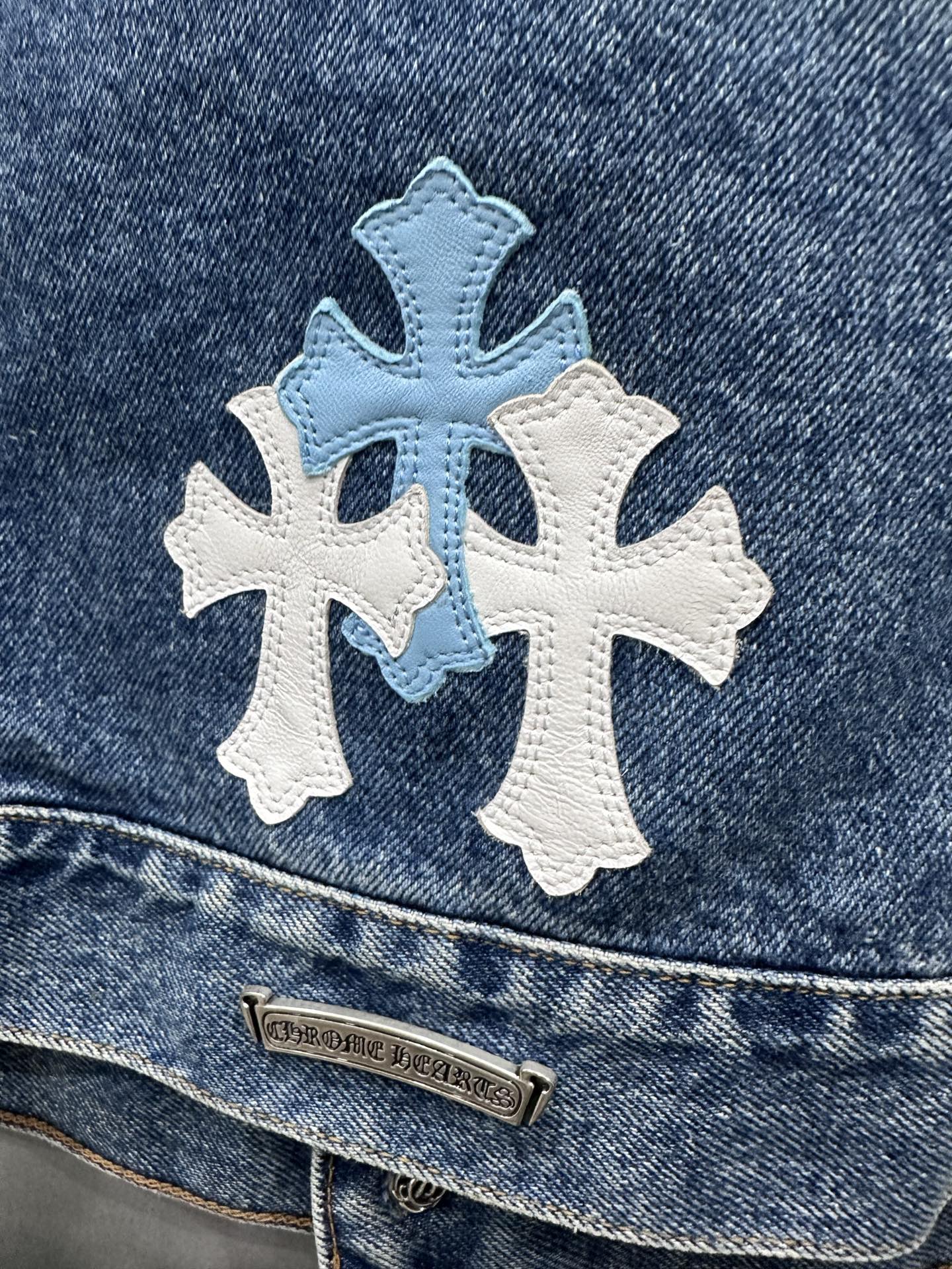 クロムハーツ x Levi's Type III Big E レザー Patch デニム ジャケット Blue 画像 9