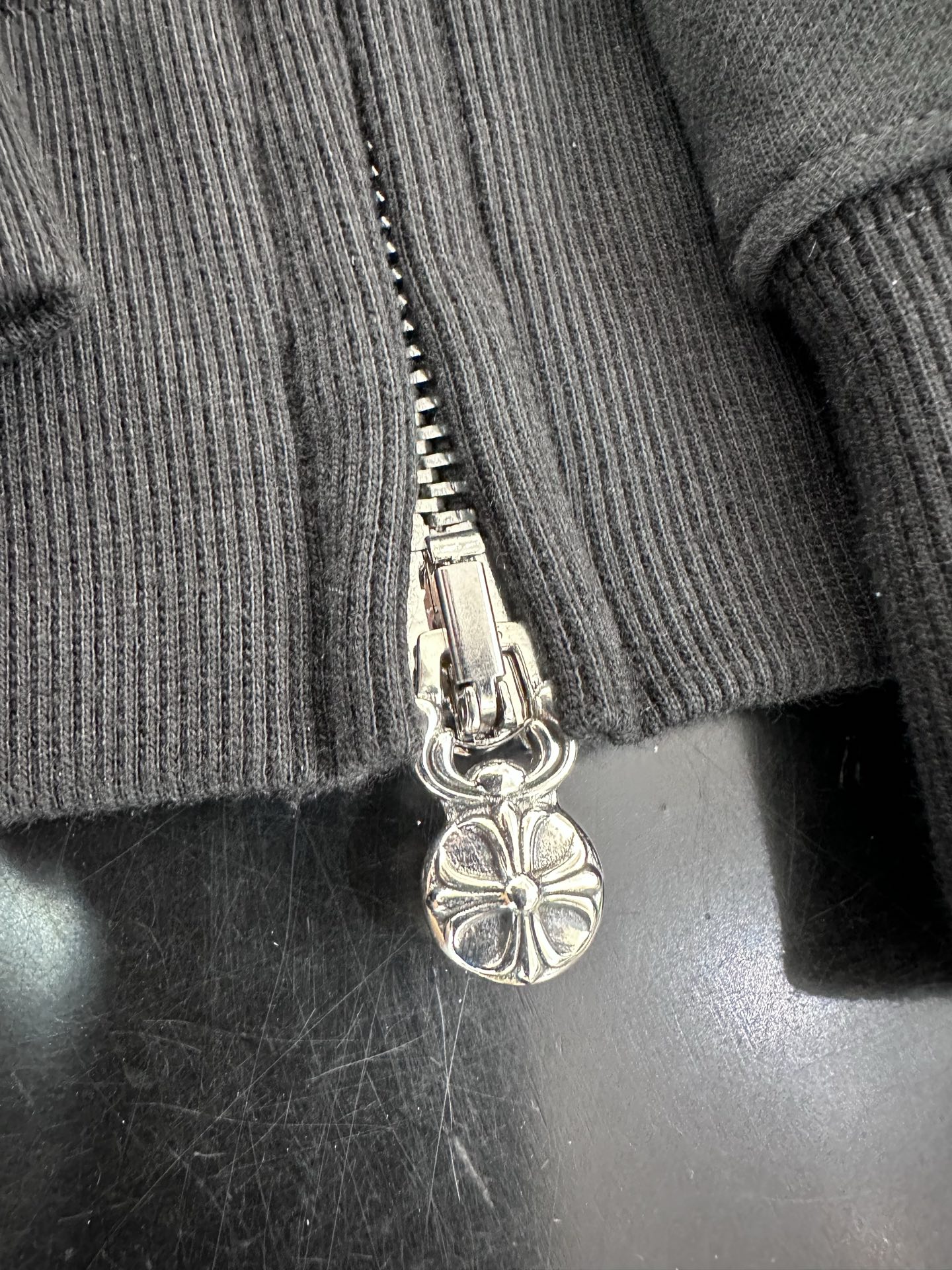 クロムハーツ Vine Leather Patchwork レザーパッチ フーディ ブラック 画像 6