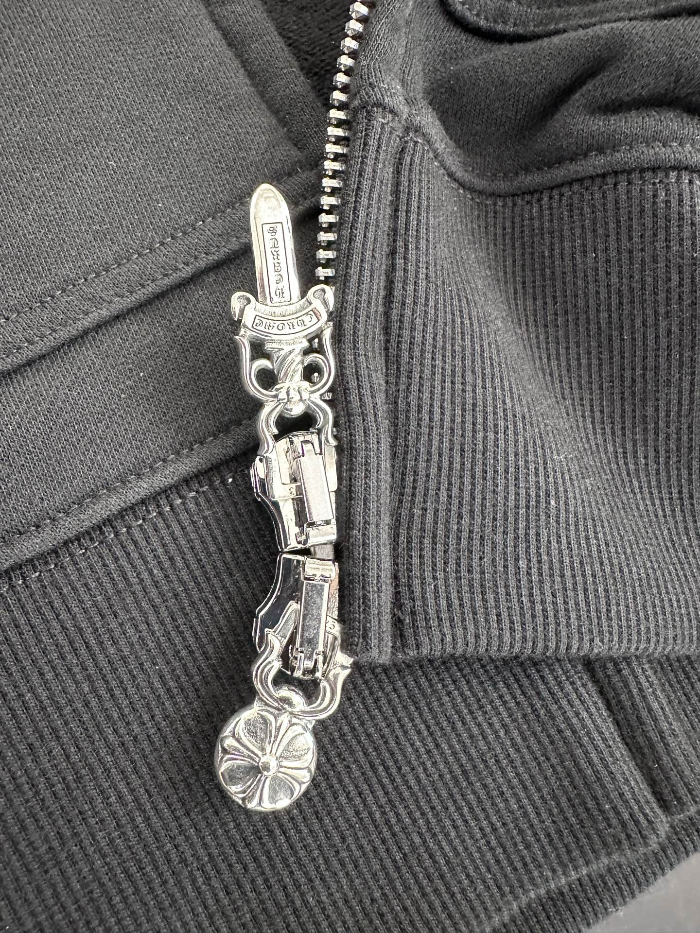 クロムハーツ Vine Leather Patchwork レザーパッチ フーディ ブラック 画像 9