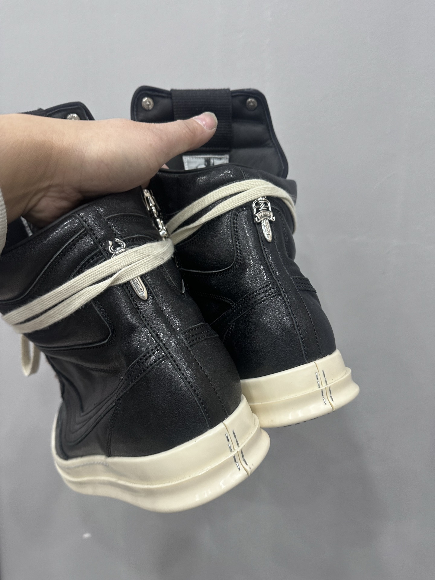 クロムハーツ x リック オウエンス Geobasket High Top スニーカー ブラック 詳細画像 3
