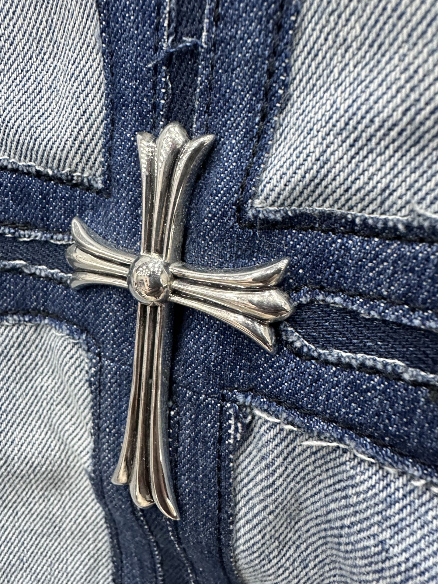 クロムハーツ x Levi's 501 ペイント パッチワーク ジーンズ ウォッシュドブルー 画像 7