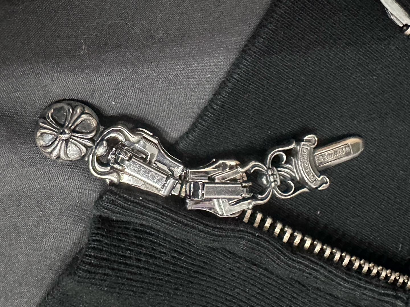クロムハーツ Leather Patchwork レザーパッチ フーディ ブラック 画像 6