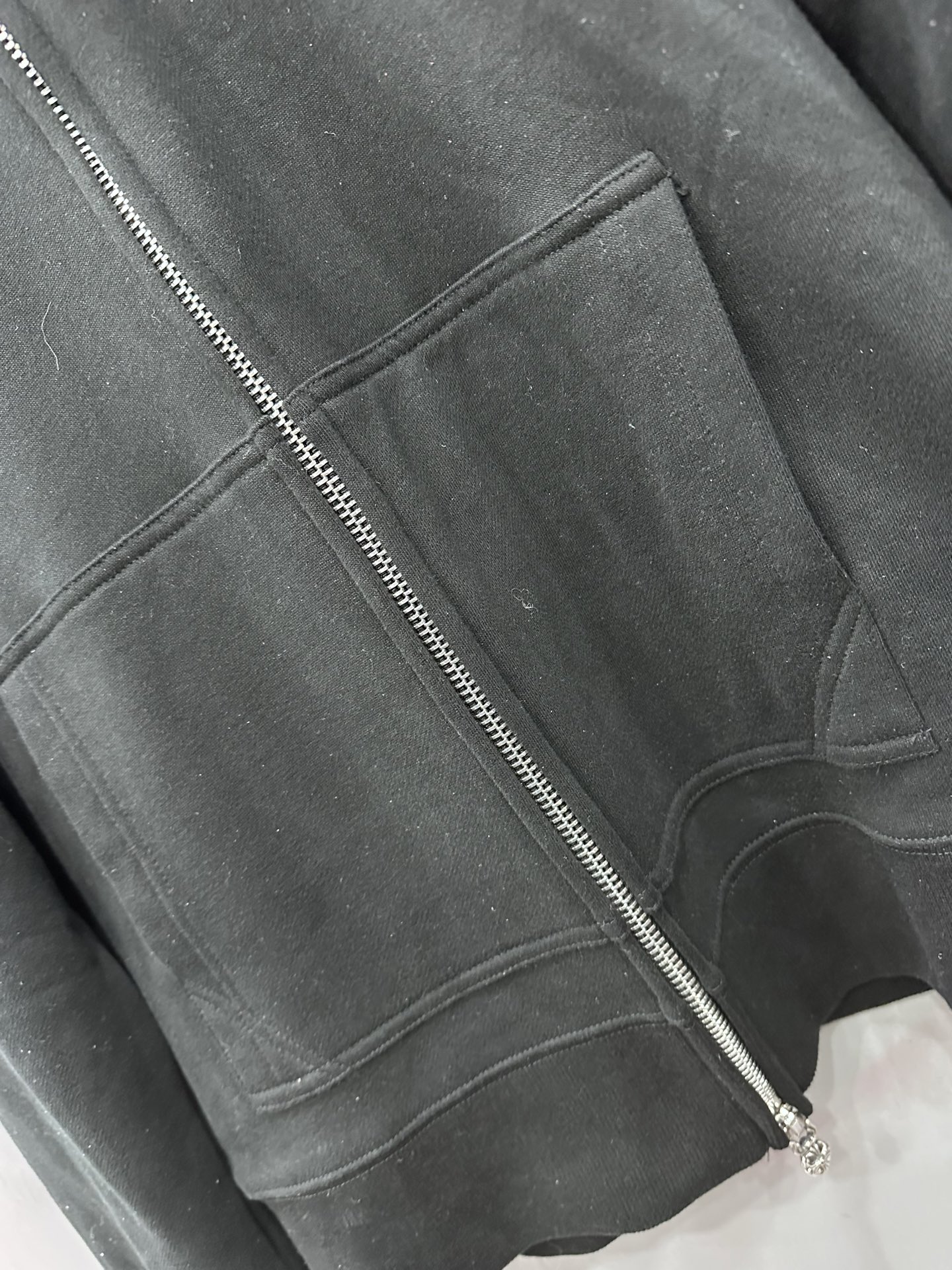 クロムハーツ Leather Patchwork Zip ジップ ニットカーディガン ブラック 画像 4
