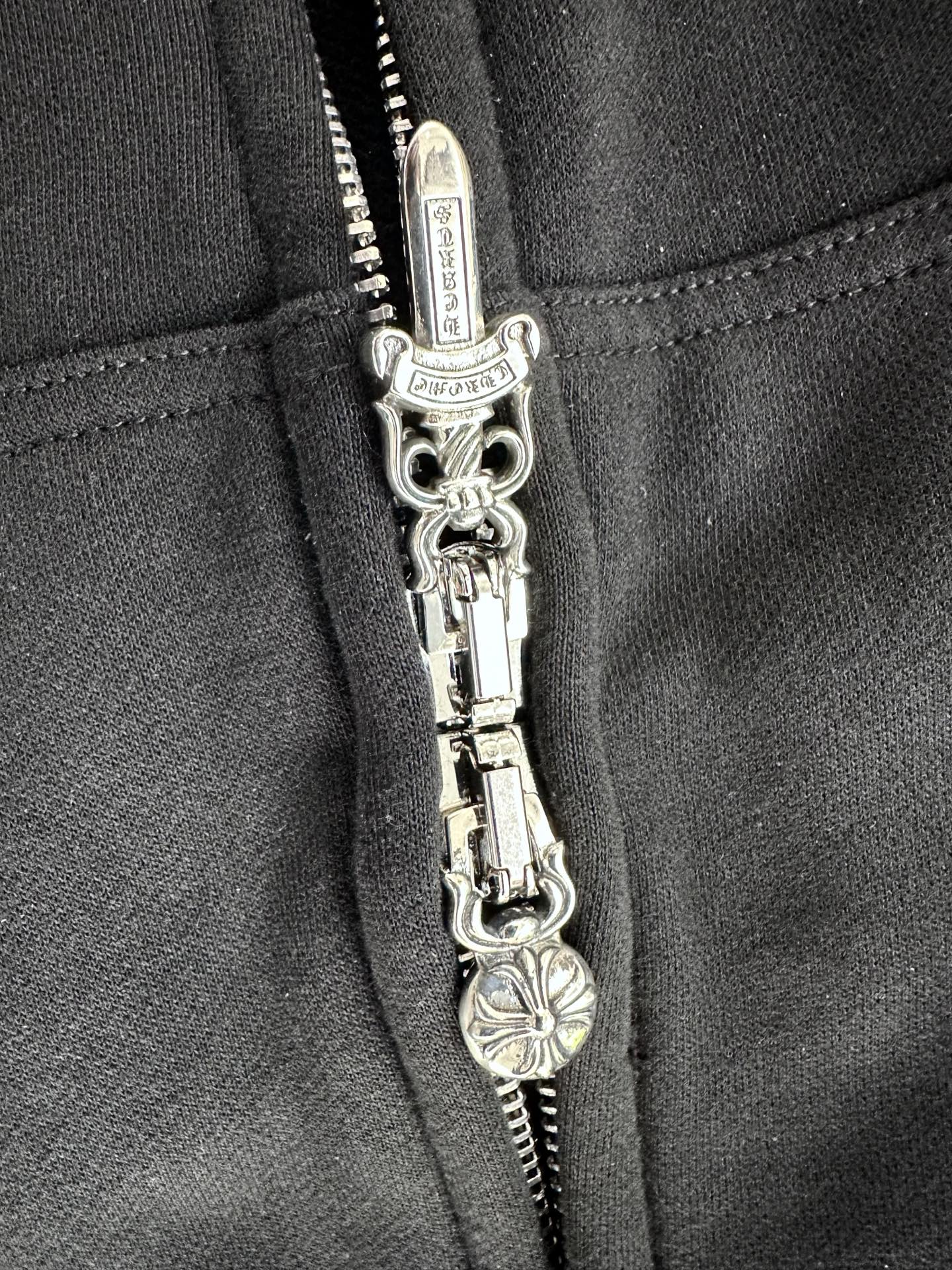 クロムハーツ Leather Patchwork Zip ジップ ニットカーディガン ブラック 画像 9