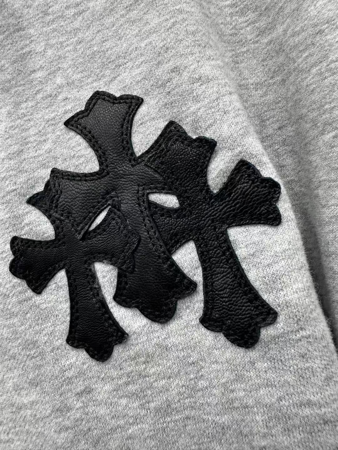 クロムハーツ Leather Patchwork Zip ハーフジップ フーディ 詳細画像 2
