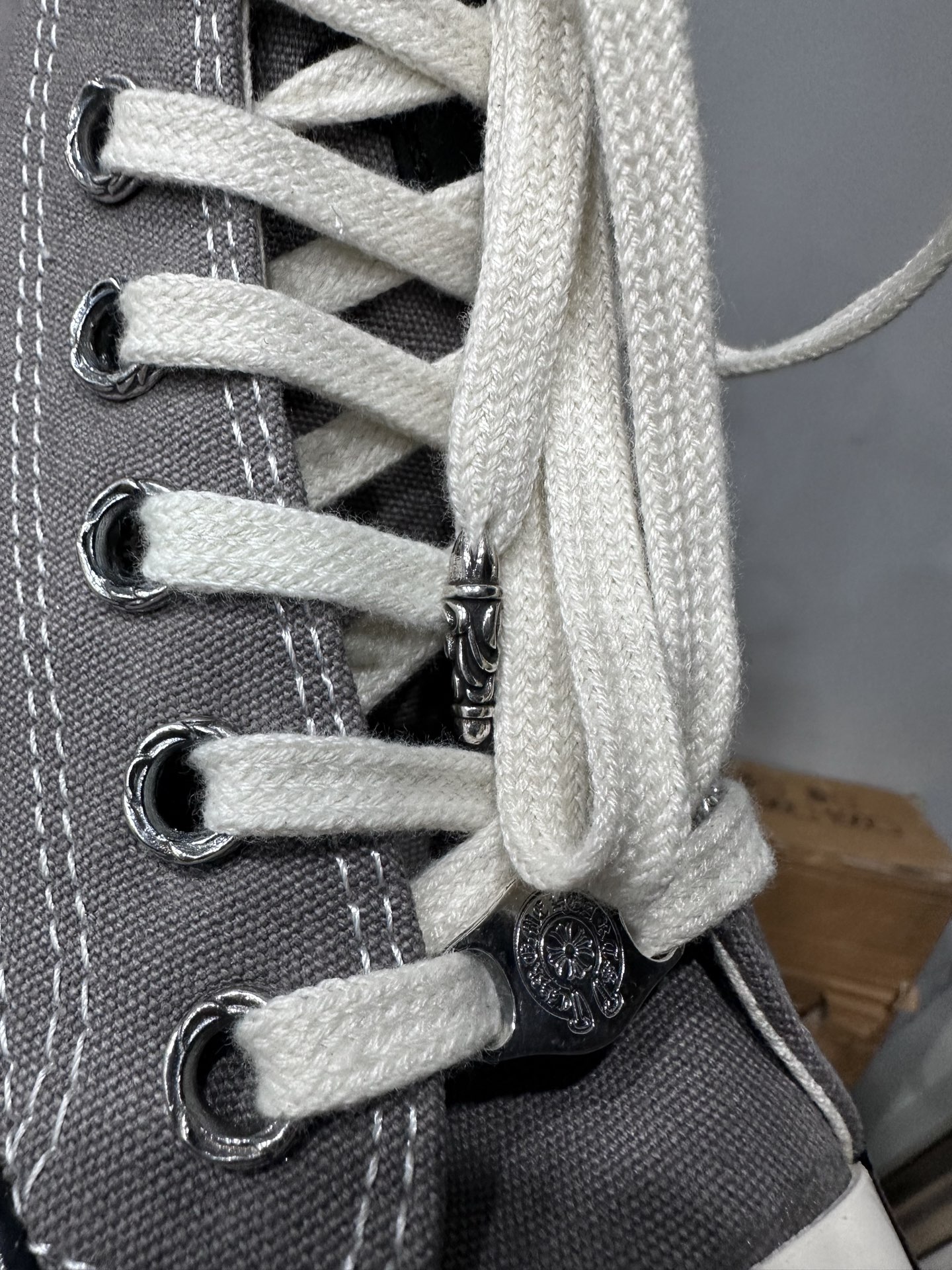 クロムハーツ x コンバース Haircalf 1970s High Top スニーカー グレー 画像 5