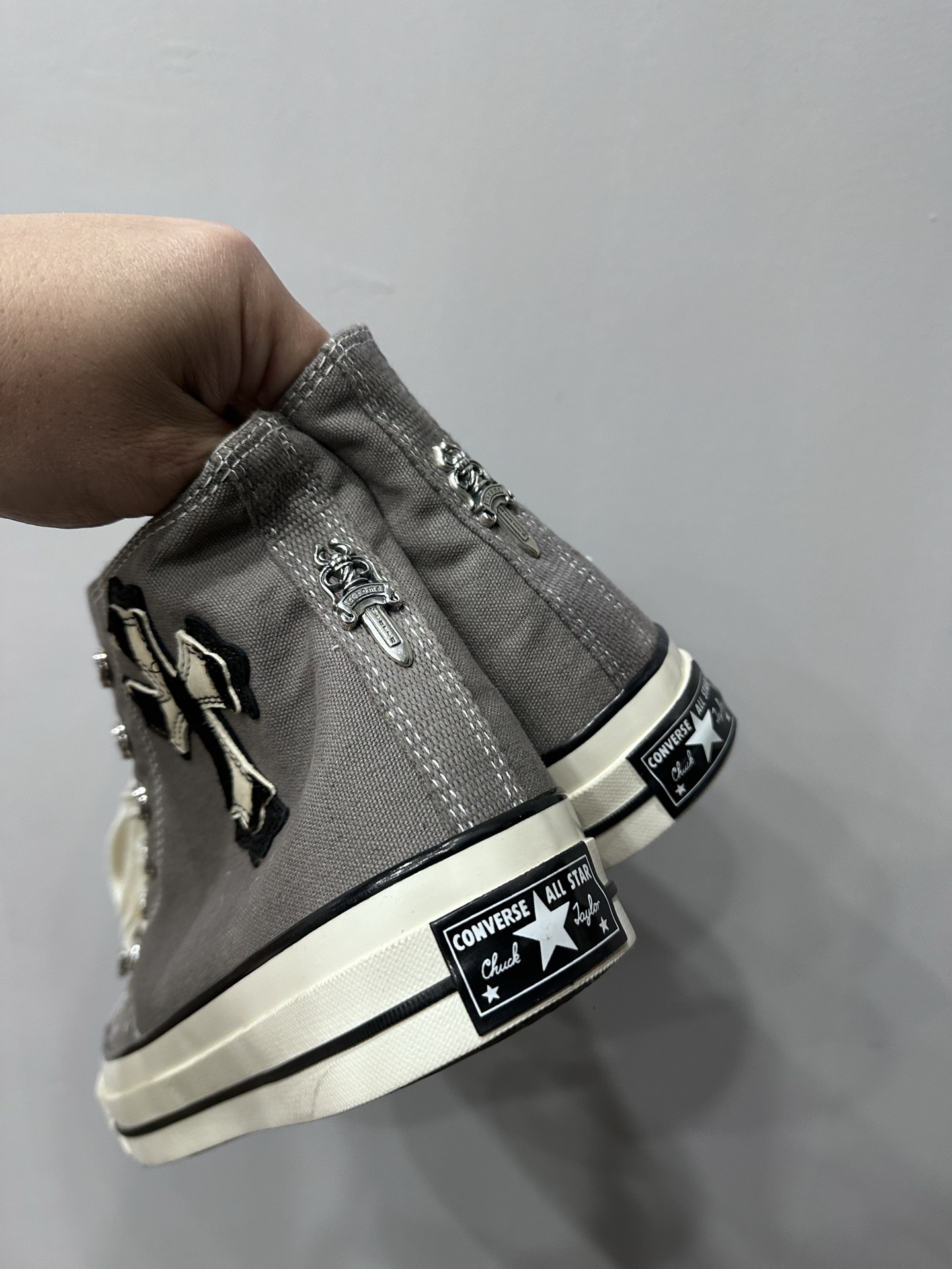 クロムハーツ x コンバース Haircalf 1970s High Top スニーカー グレー 画像 7