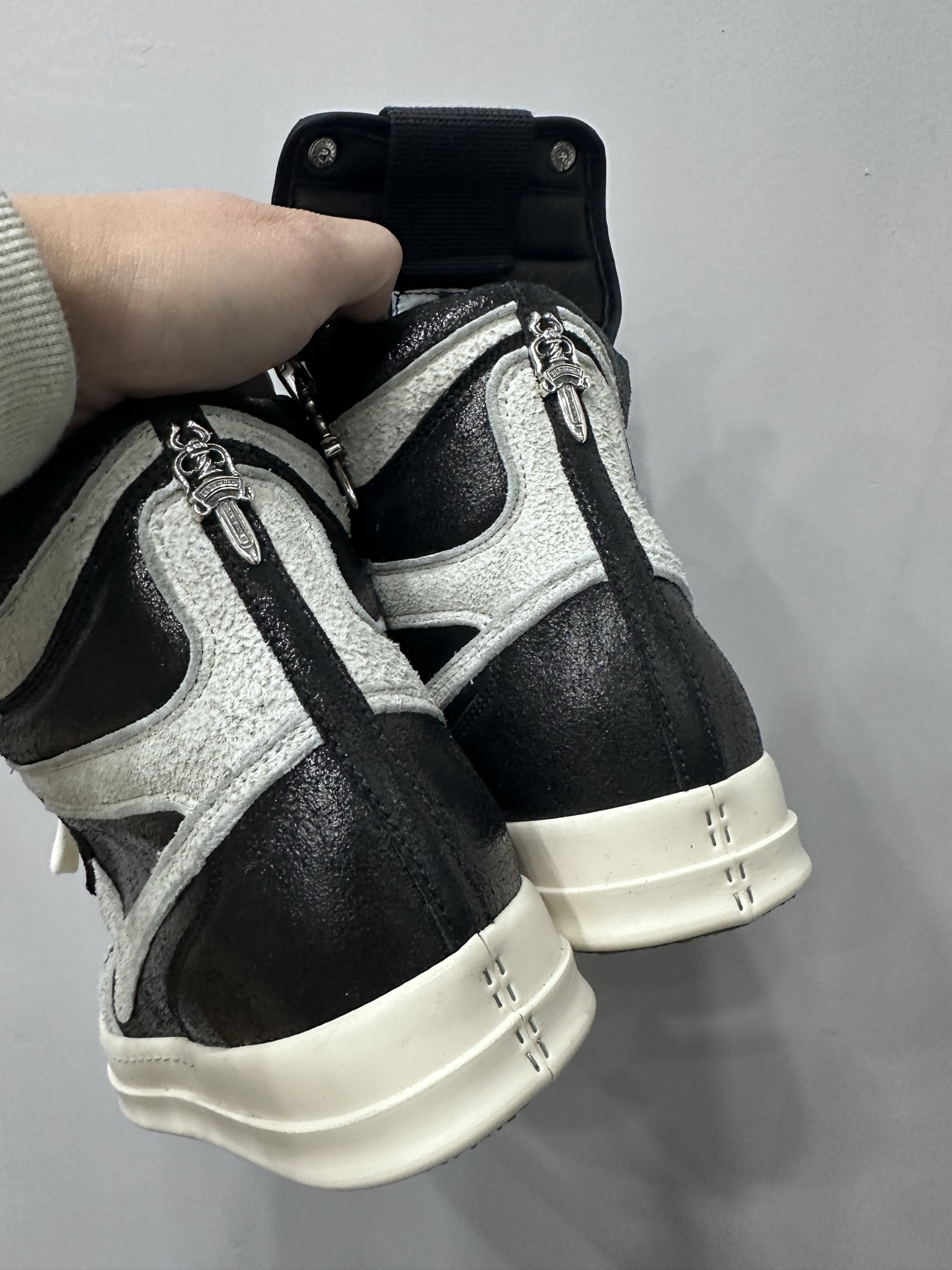 クロムハーツ x リック オウエンス クロス Geobasket High Top スニーカー グレー 画像 8