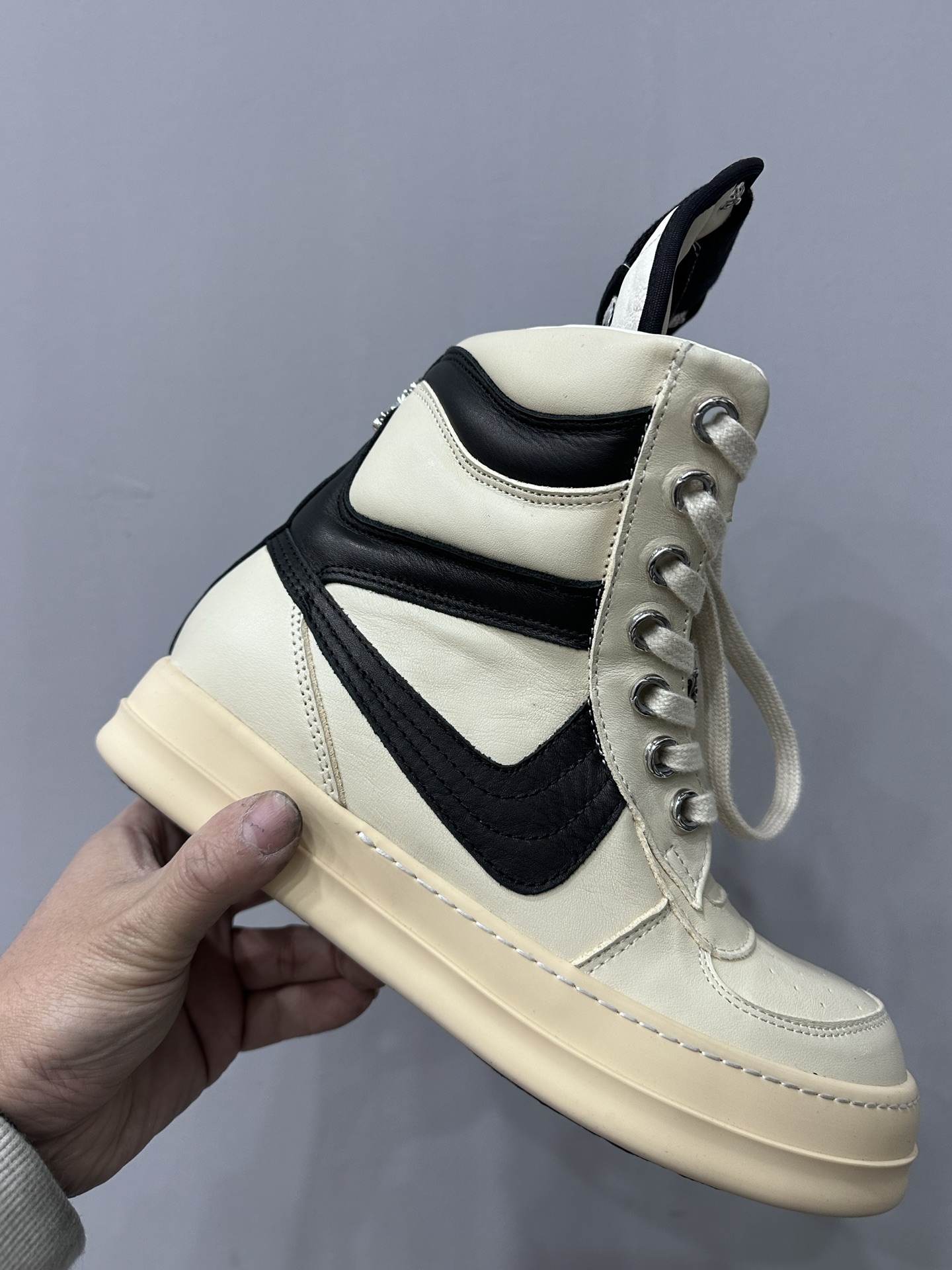 クロムハーツ x リック オウエンス クロス Geobasket High Top スニーカー ブラック 詳細画像 2
