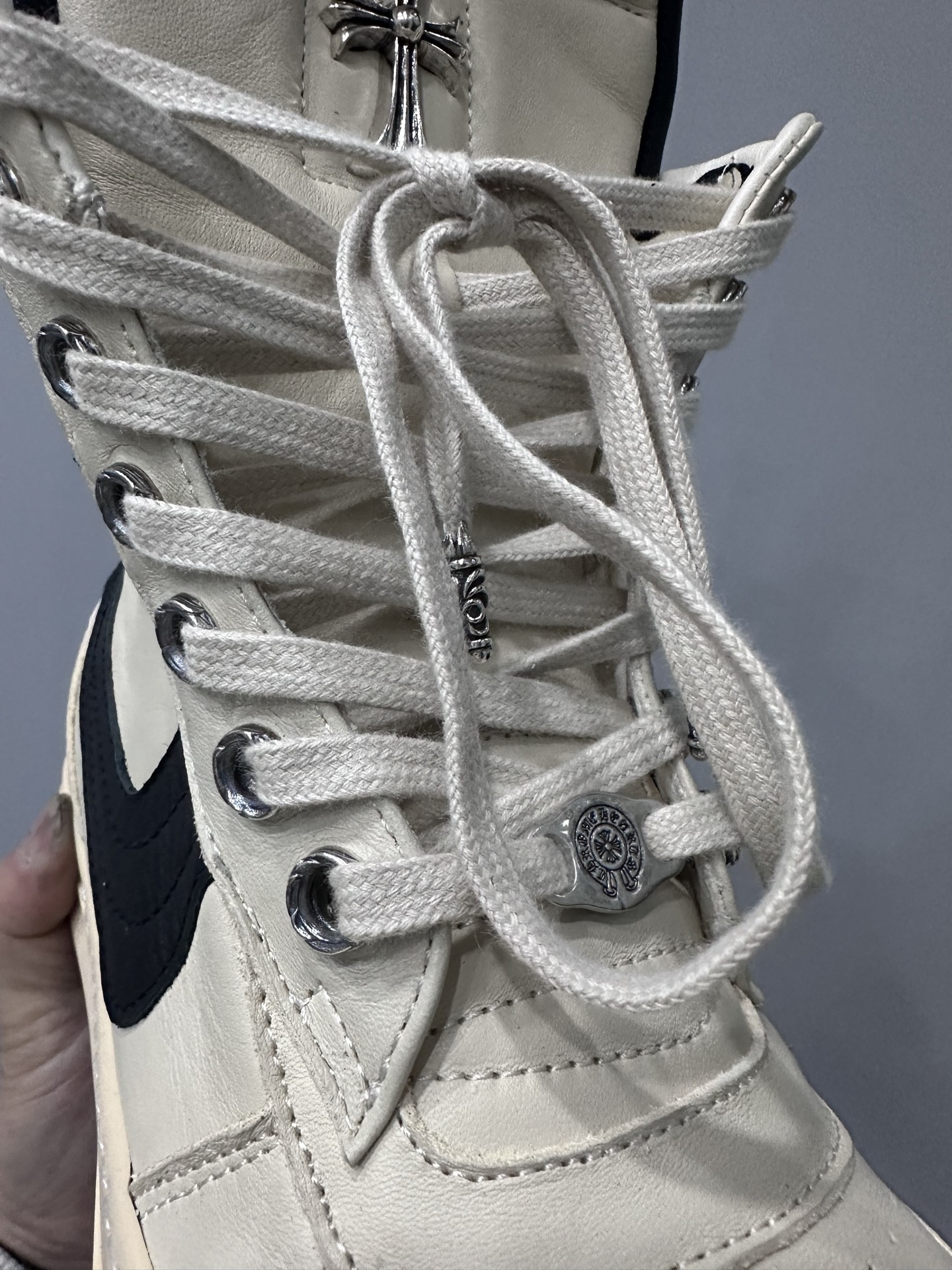 クロムハーツ x リック オウエンス クロス Geobasket High Top スニーカー ブラック 画像 7
