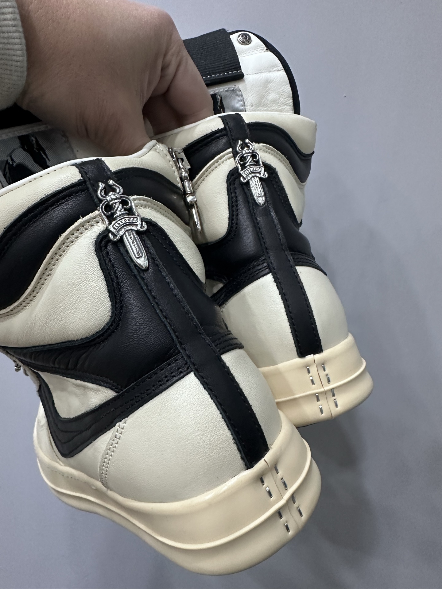 クロムハーツ x リック オウエンス クロス Geobasket High Top スニーカー ブラック 画像 8