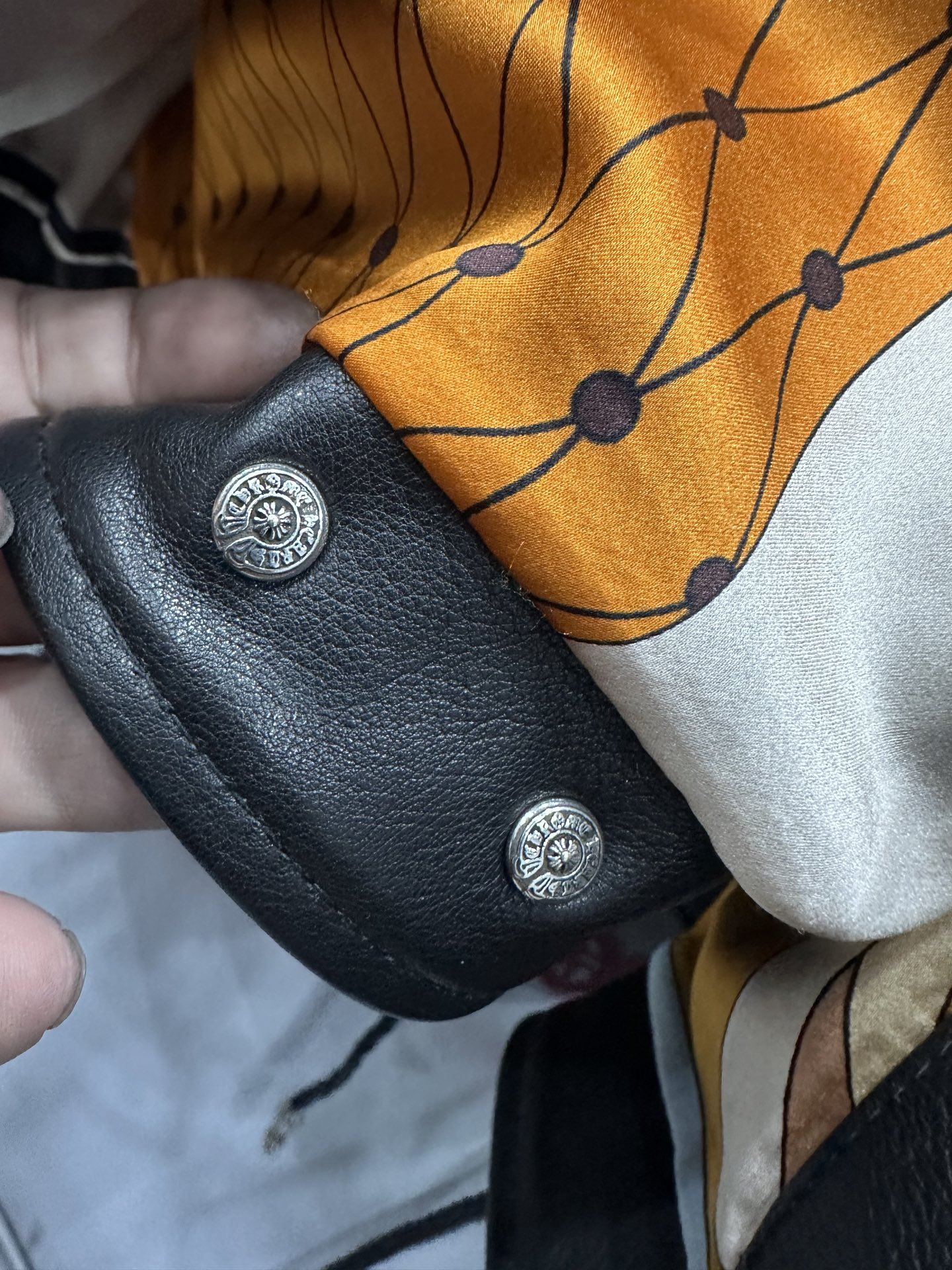 クロムハーツ x エルメス JJ Dean レザー モトジャケット レオパードライニング 詳細画像 2
