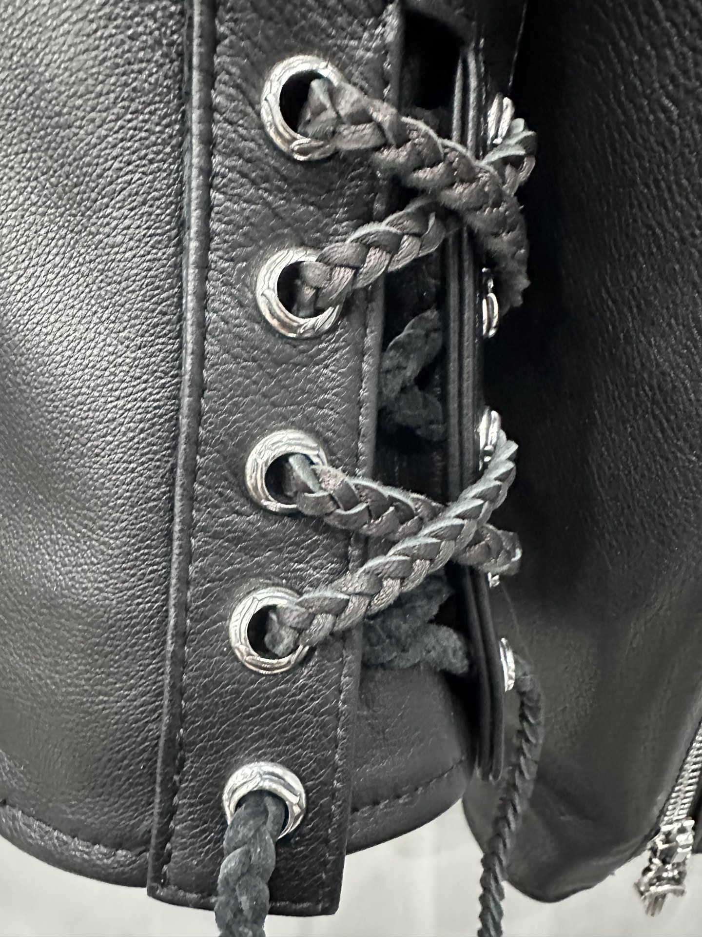 クロムハーツ x エルメス JJ Dean レザー モトジャケット レオパードライニング 画像 6