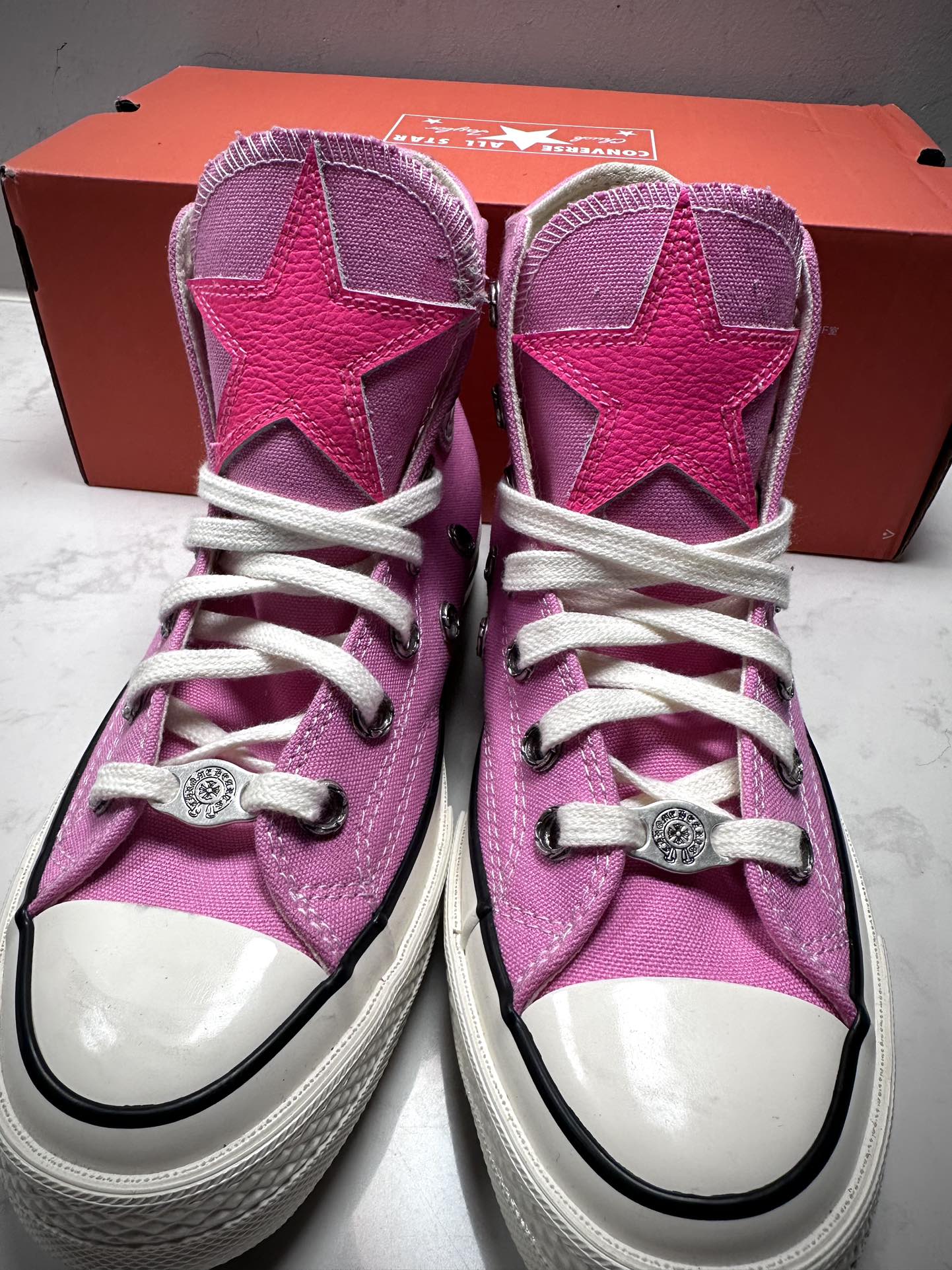 クロムハーツ x コンバース クロス 1970s High Top スニーカー レッド ピンク マルチカラー 詳細画像 2