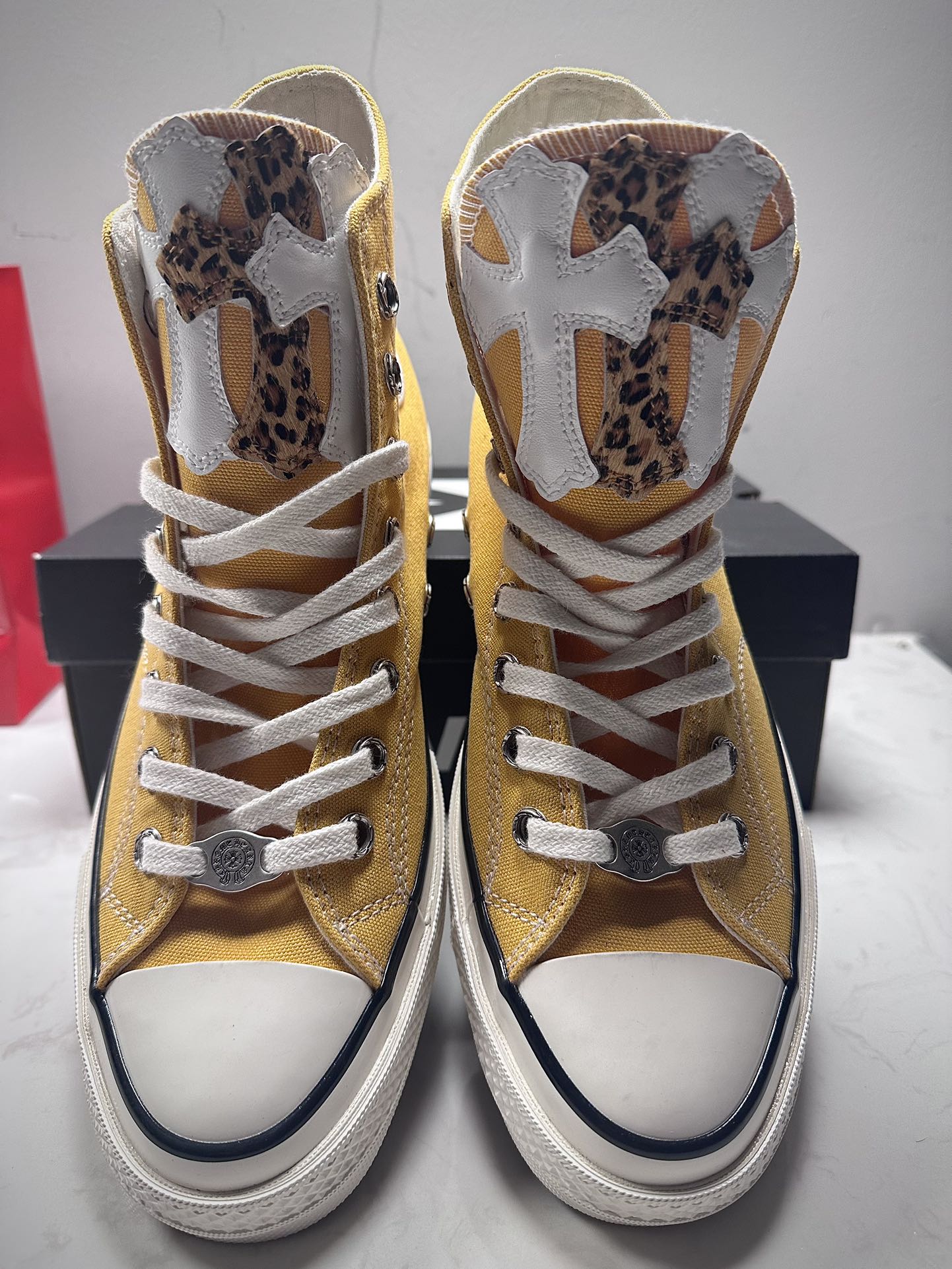 クロムハーツ x コンバース クロス Haircalf 1970s High Top スニーカー マルチカラー 詳細画像 2