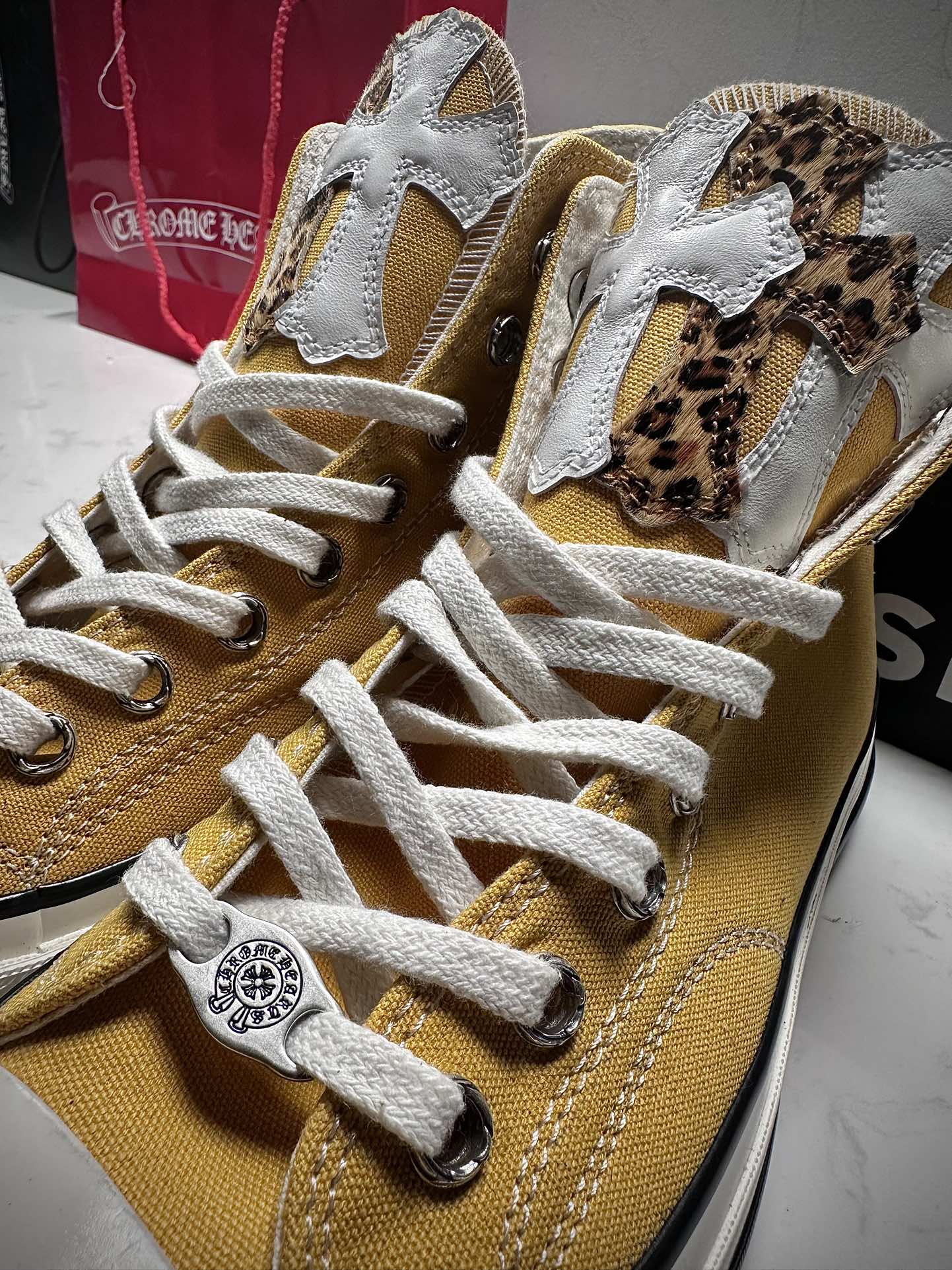 クロムハーツ x コンバース クロス Haircalf 1970s High Top スニーカー マルチカラー 詳細画像 3