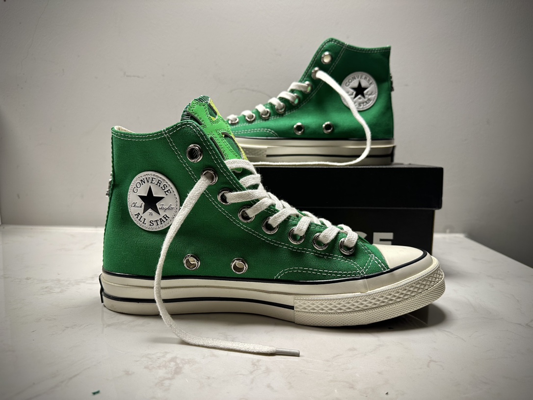 クロムハーツ x Converse 1970s レオパード クロス ハイトップ スニーカー Green 詳細画像 1