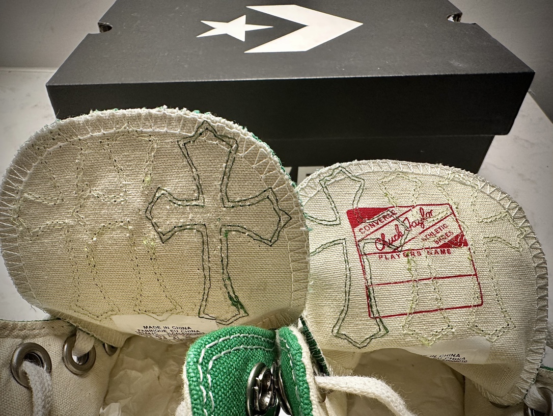 クロムハーツ x Converse 1970s レオパード クロス ハイトップ スニーカー Green 画像 5