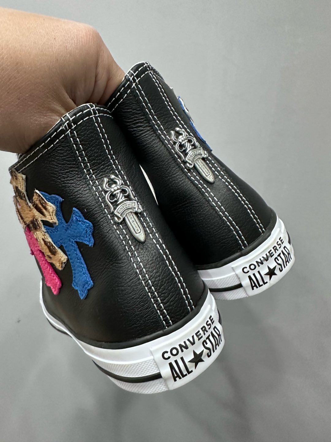 クロムハーツ x Converse 132170C レザー Patch ハイトップ スニーカー マルチカラー 画像 7