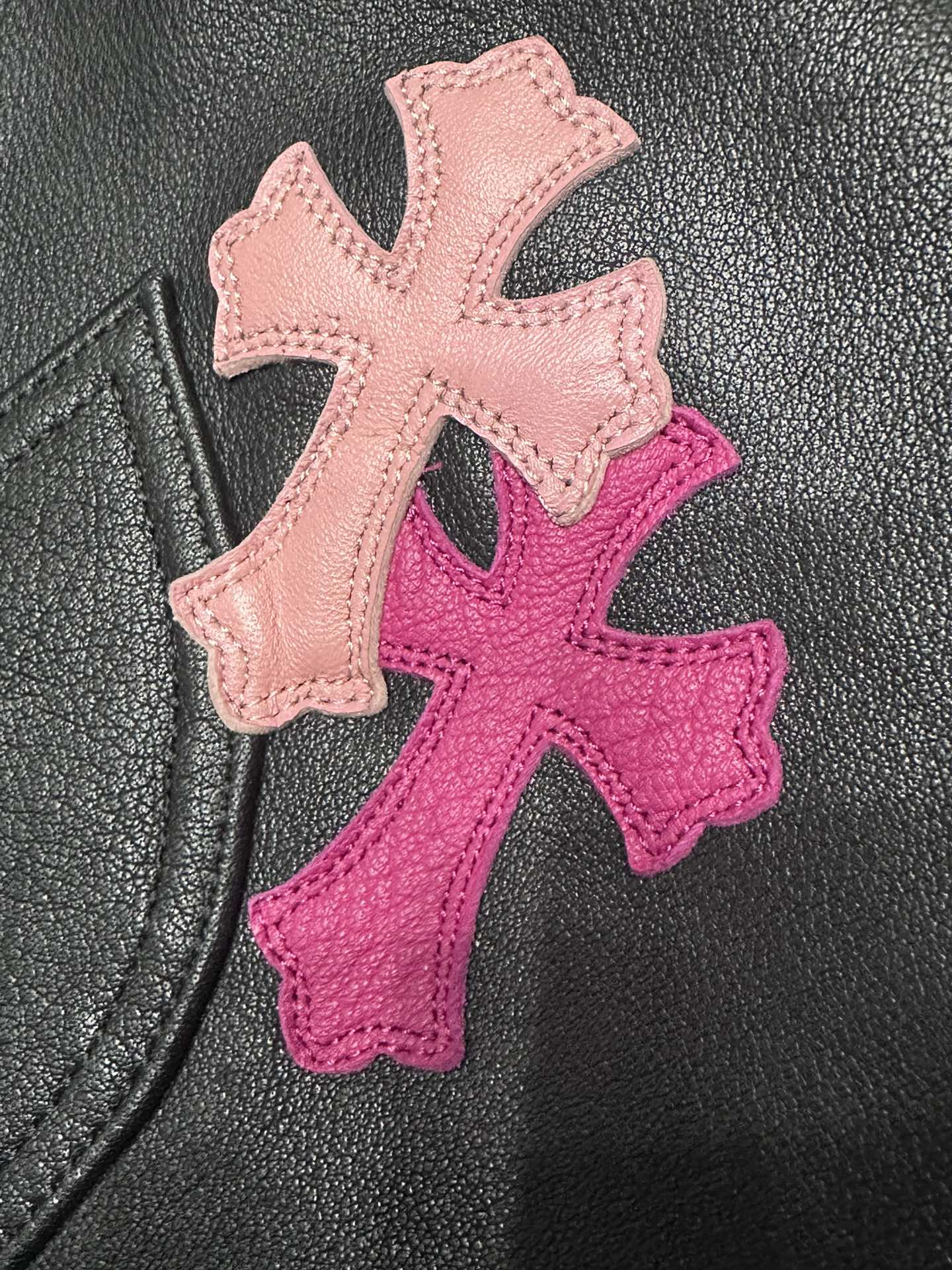 クロムハーツ フレイム レザーパッチワーク Leather ジーンズ マルチカラー 詳細画像 3