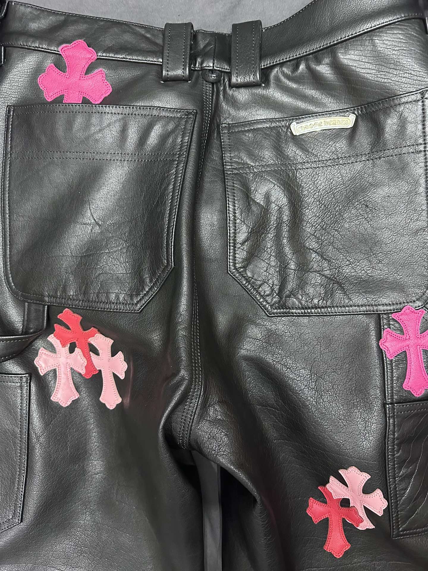 クロムハーツ フレイム レザーパッチワーク Leather ジーンズ マルチカラー 画像 8