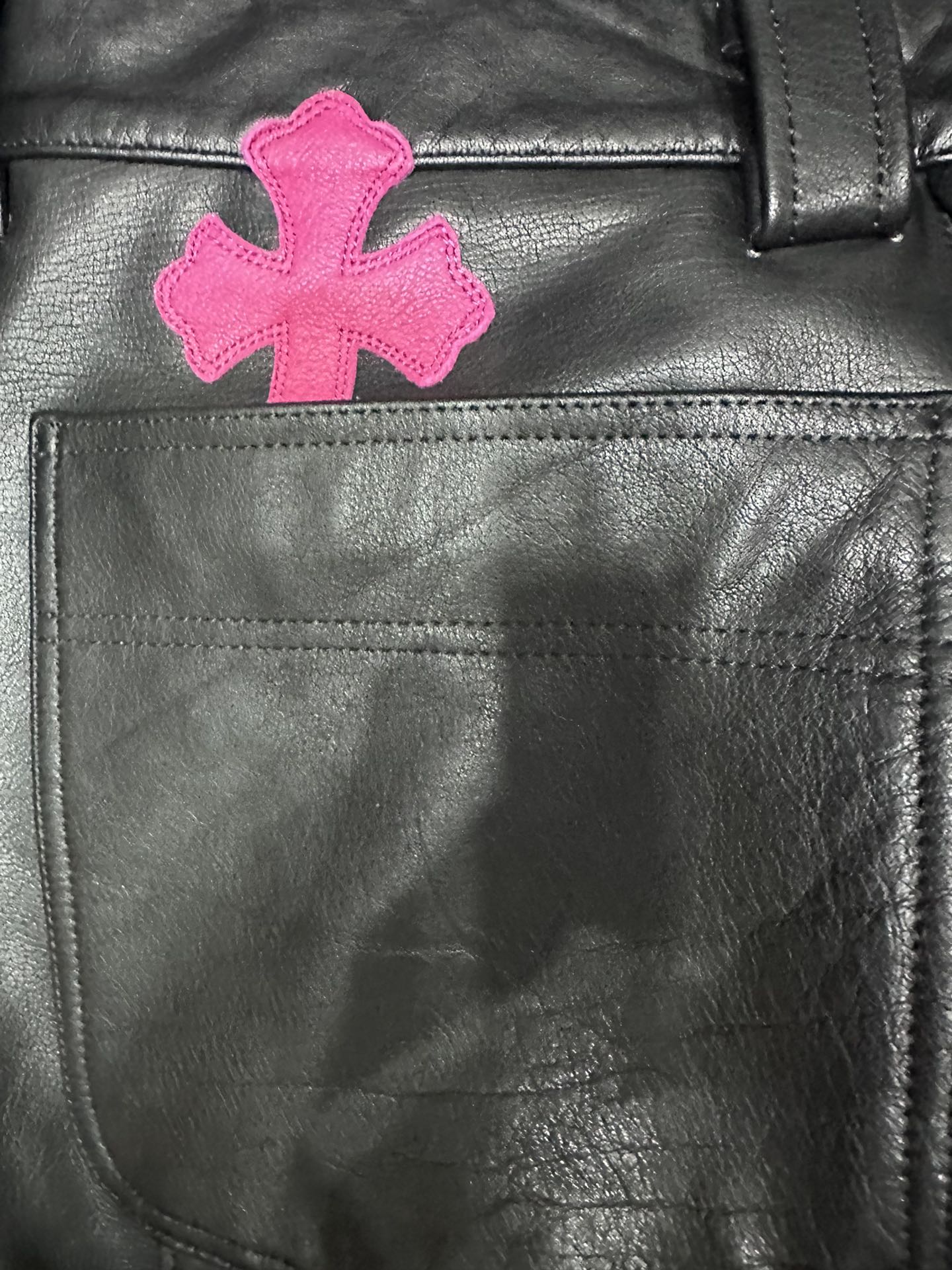クロムハーツ フレイム レザーパッチワーク Leather ジーンズ マルチカラー 画像 9