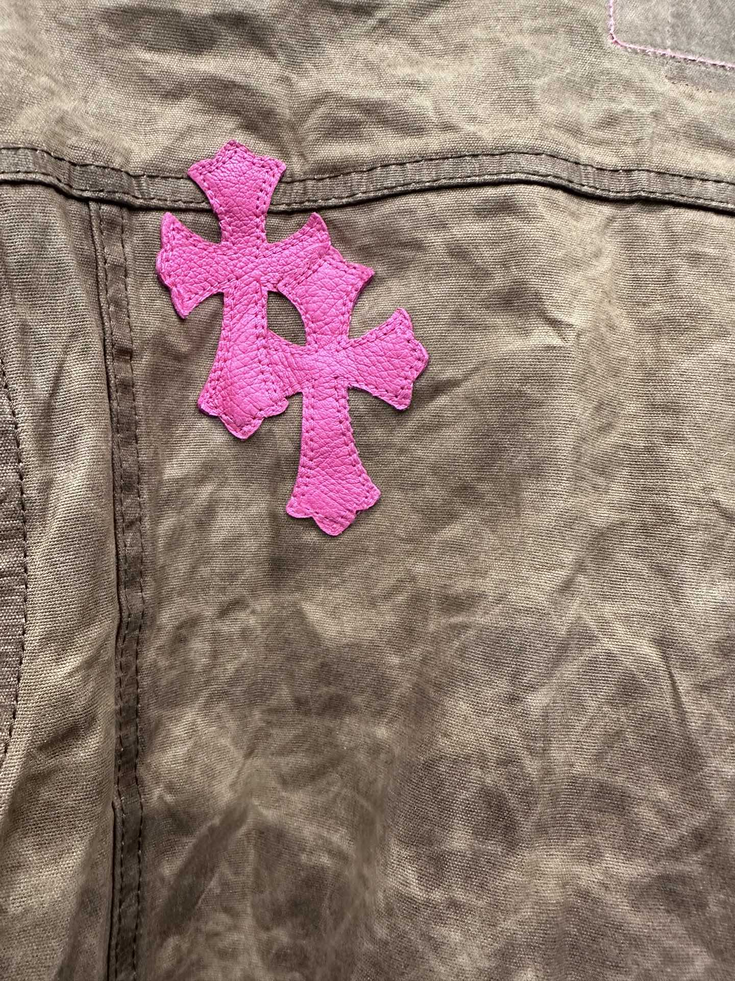 クロムハーツ レザーパッチワーク ジーンズ レッド 画像 5