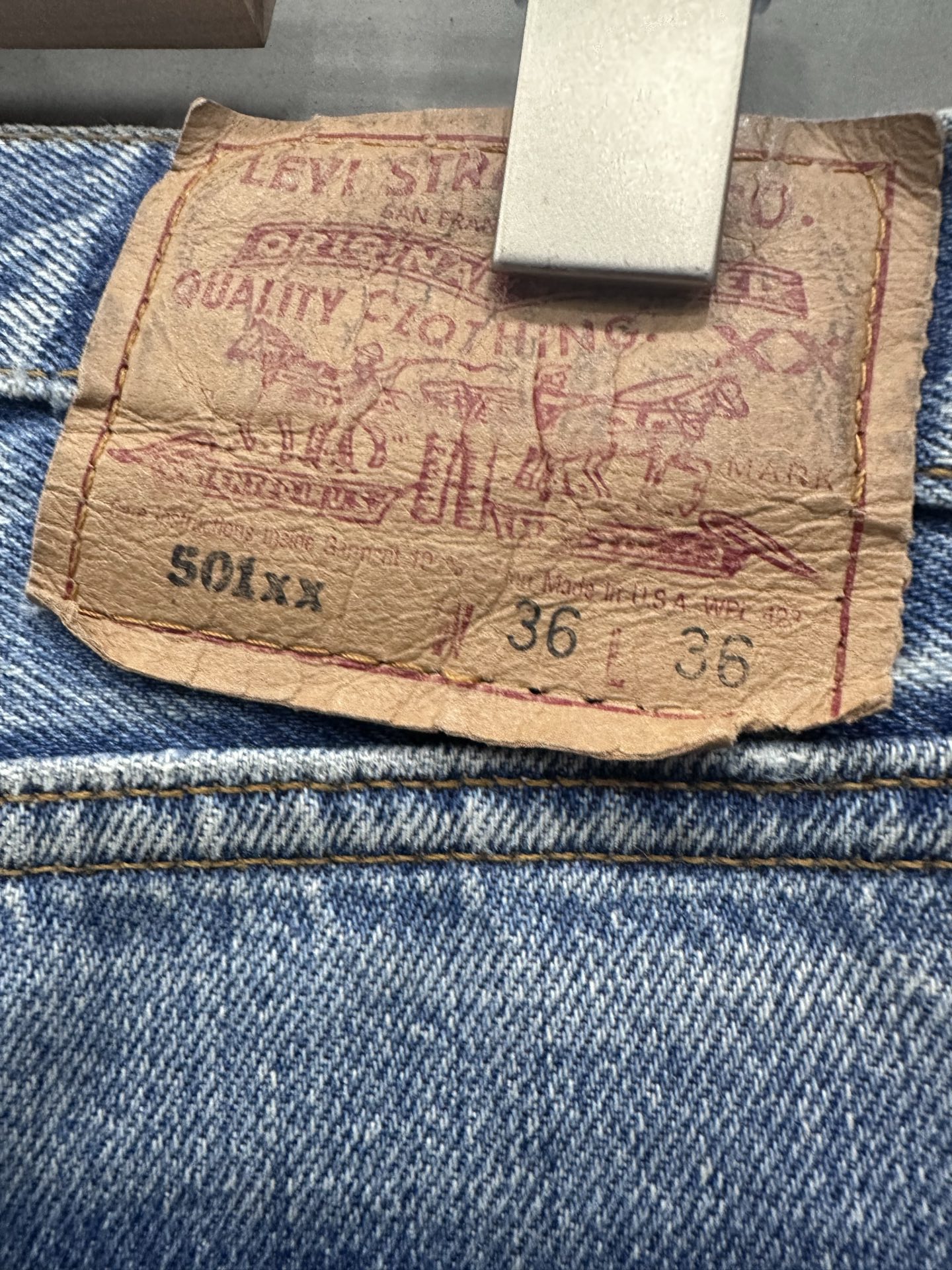 クロムハーツ x リーバイス 501 レザーパッチワーク ジーンズ マルチカラー 画像 8