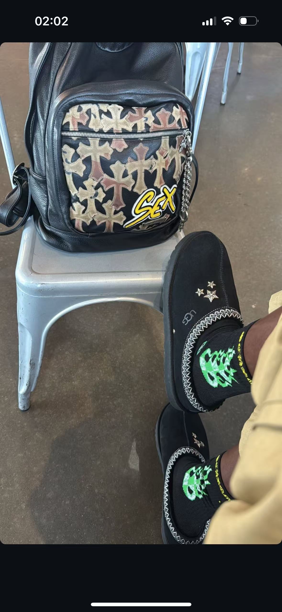 クロムハーツ x UGG スライド ブラック 画像 6