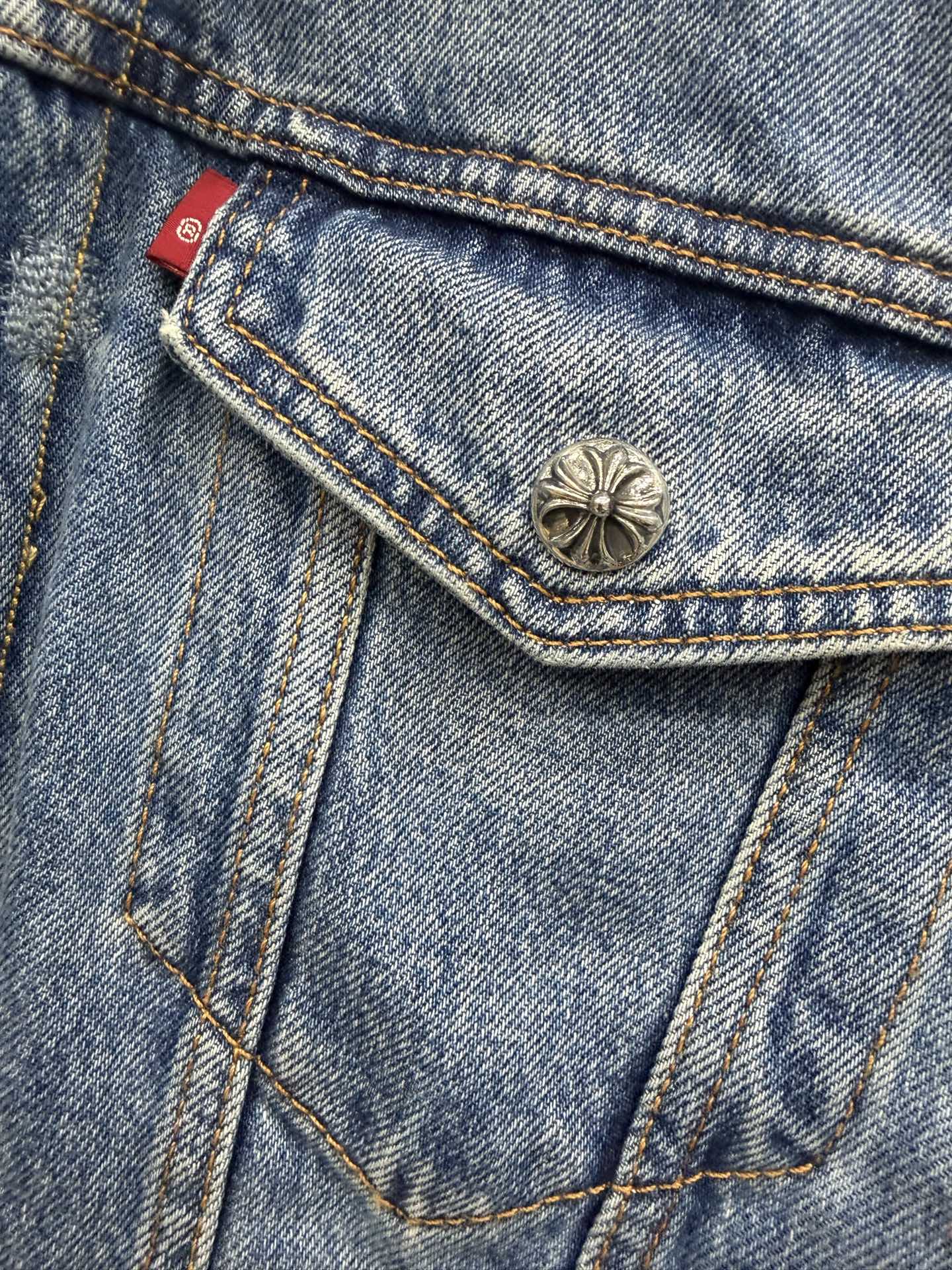 クロムハーツ x Levi's レザー Patch デニム シェルパ ジャケット Blue 画像 4