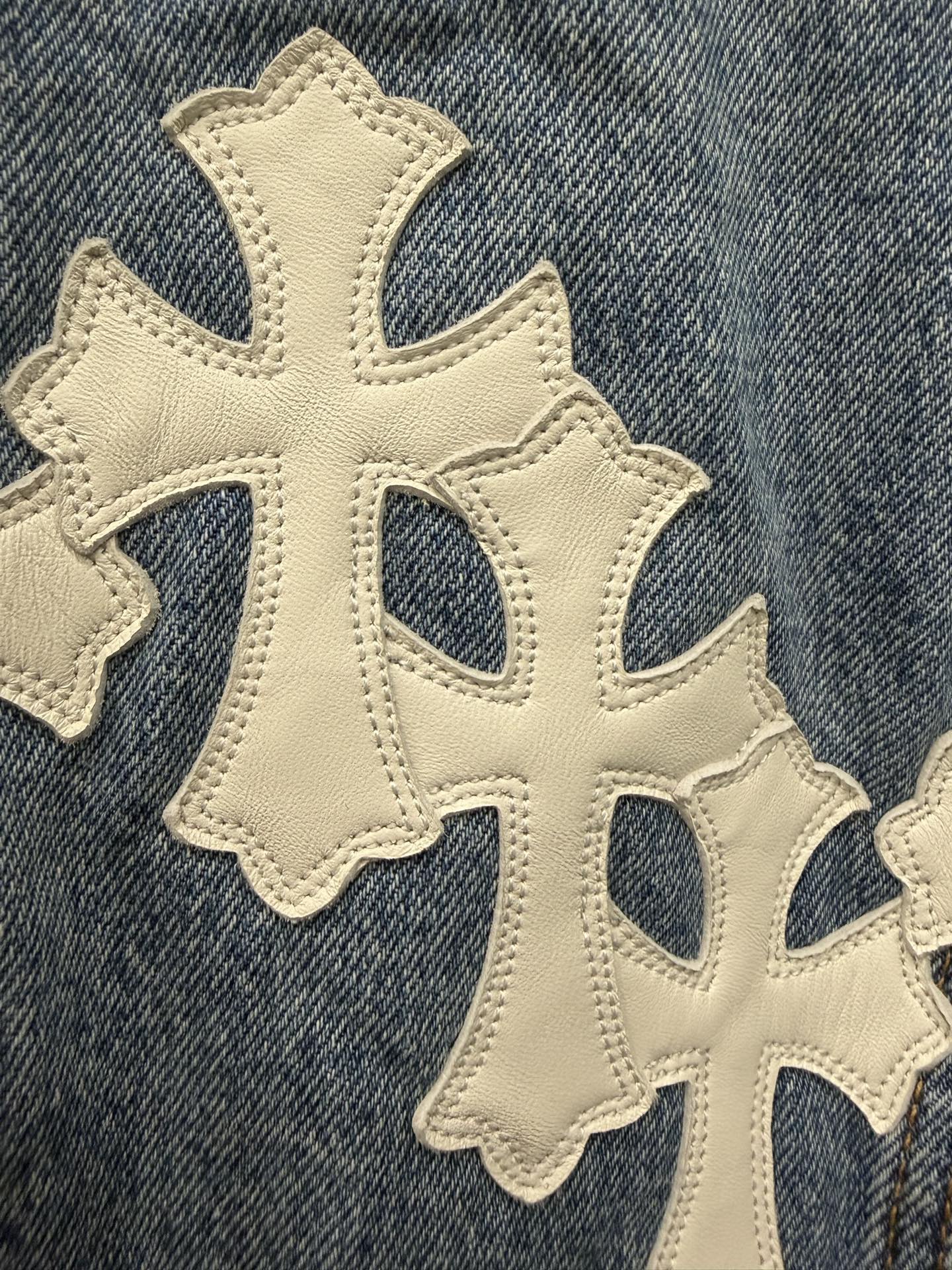 クロムハーツ x Levi's レザー Patch デニム シェルパ ジャケット Blue 画像 6