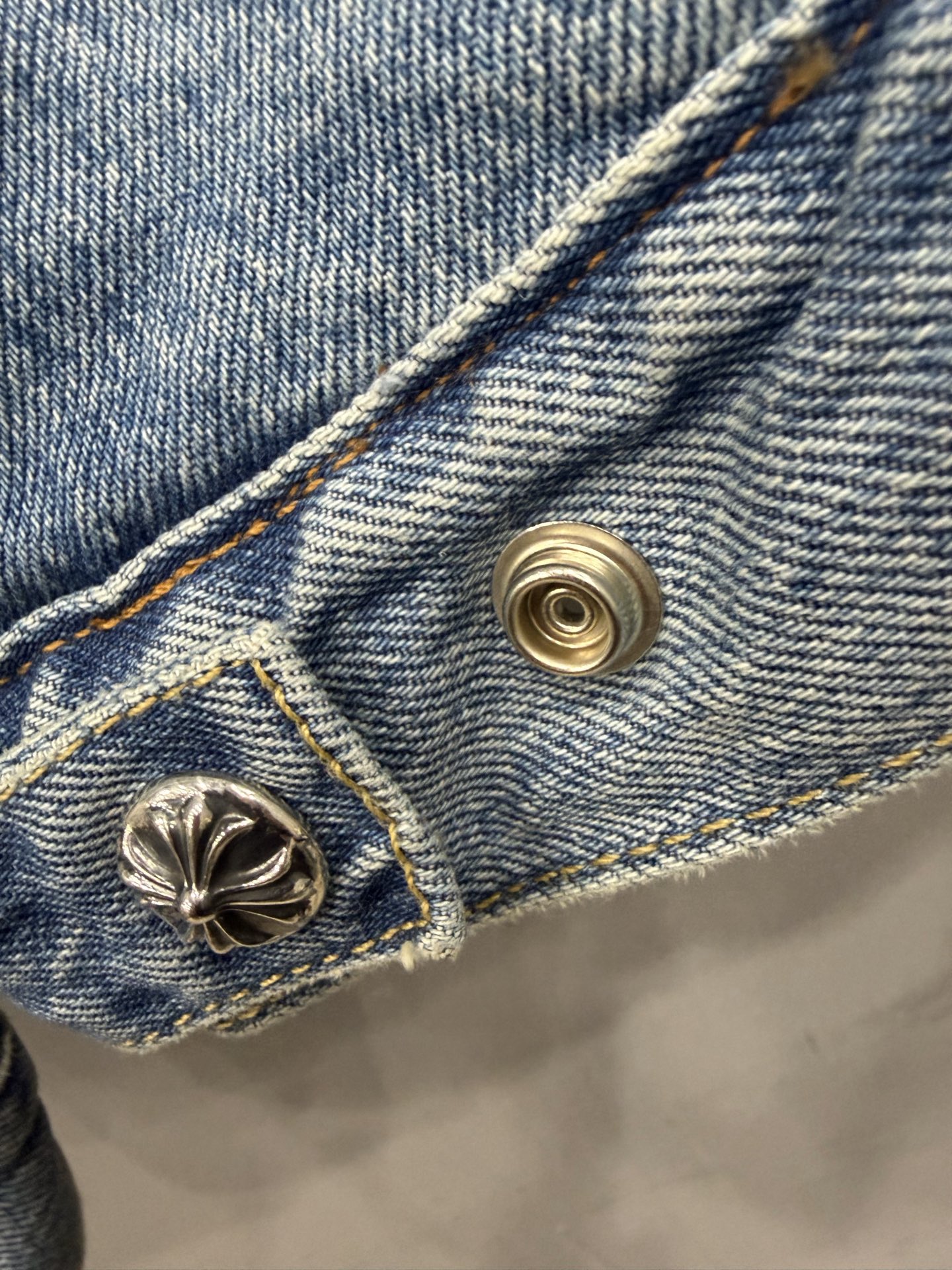 クロムハーツ x Levi's レザー Patch デニム シェルパ ジャケット Blue 画像 7
