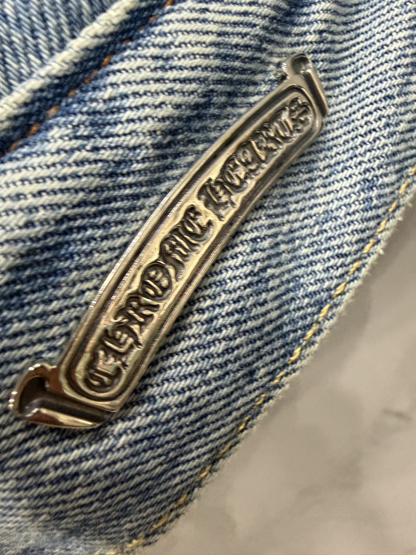 クロムハーツ x Levi's レザー Patch デニム シェルパ ジャケット Blue 画像 8