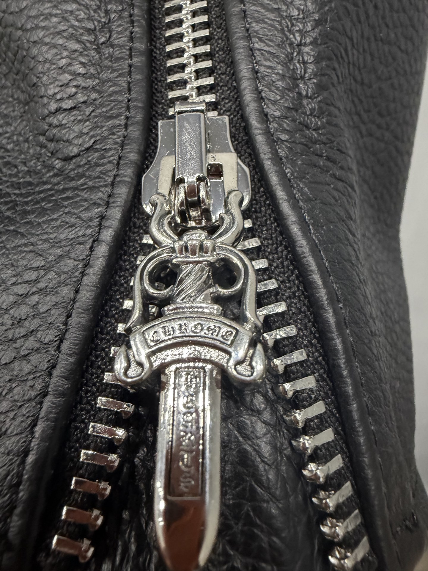 クロムハーツ Basic Zip レザー モトジャケット ブラック 詳細画像 2