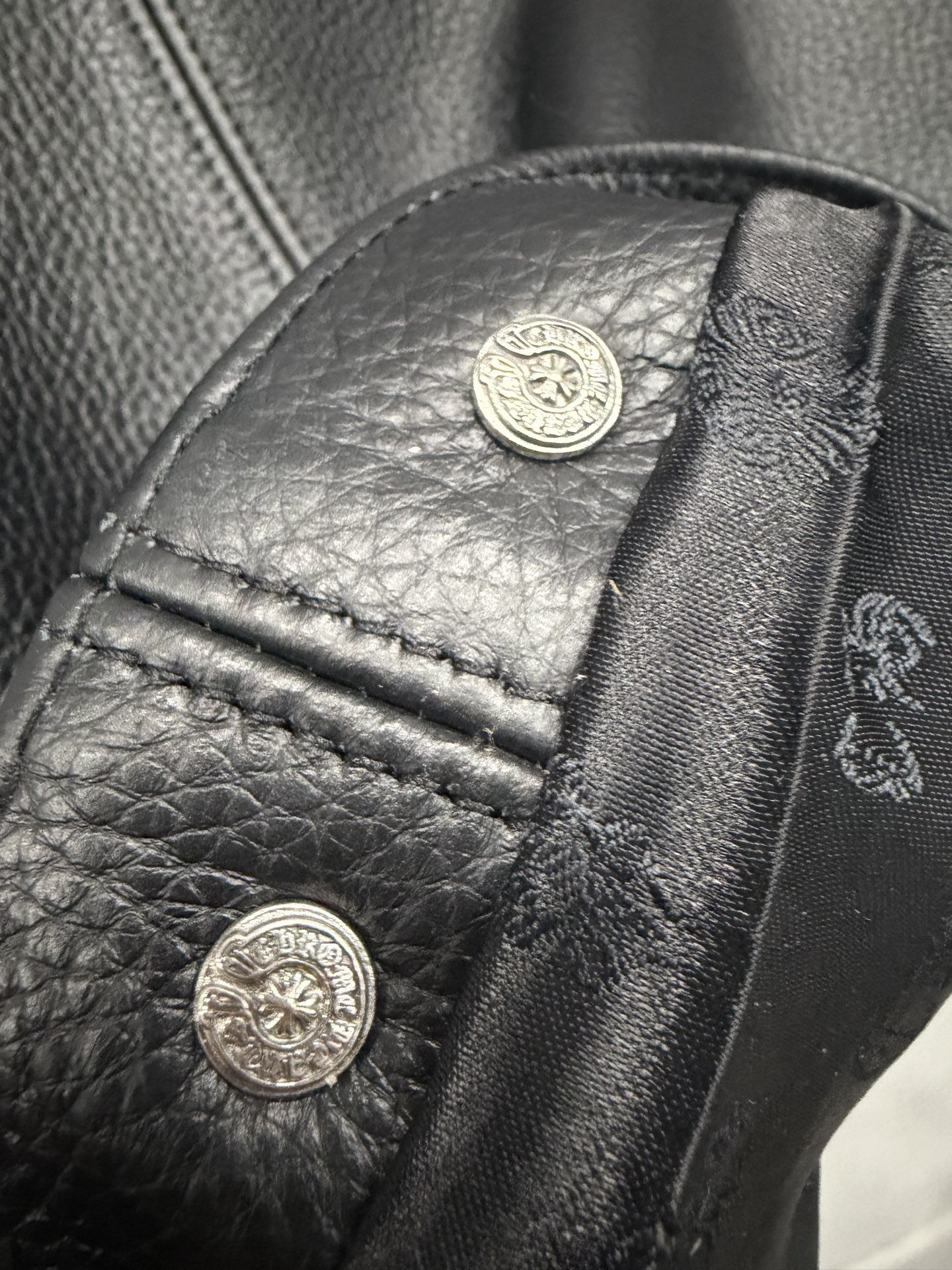 クロムハーツ Basic Zip レザー モトジャケット ブラック 画像 7