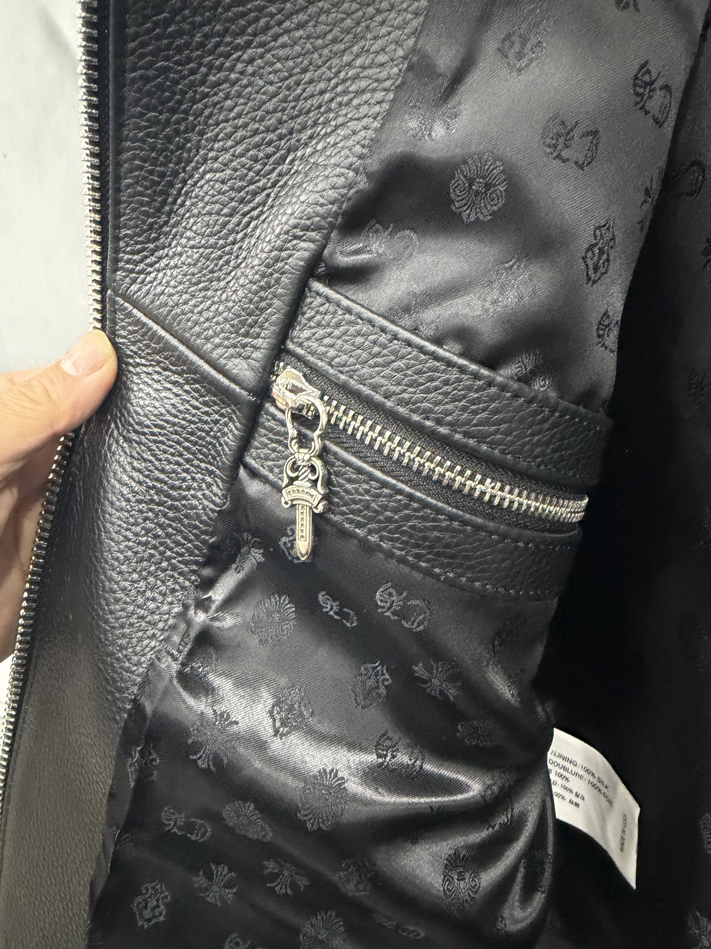 クロムハーツ Basic Zip レザー モトジャケット ブラック 画像 8