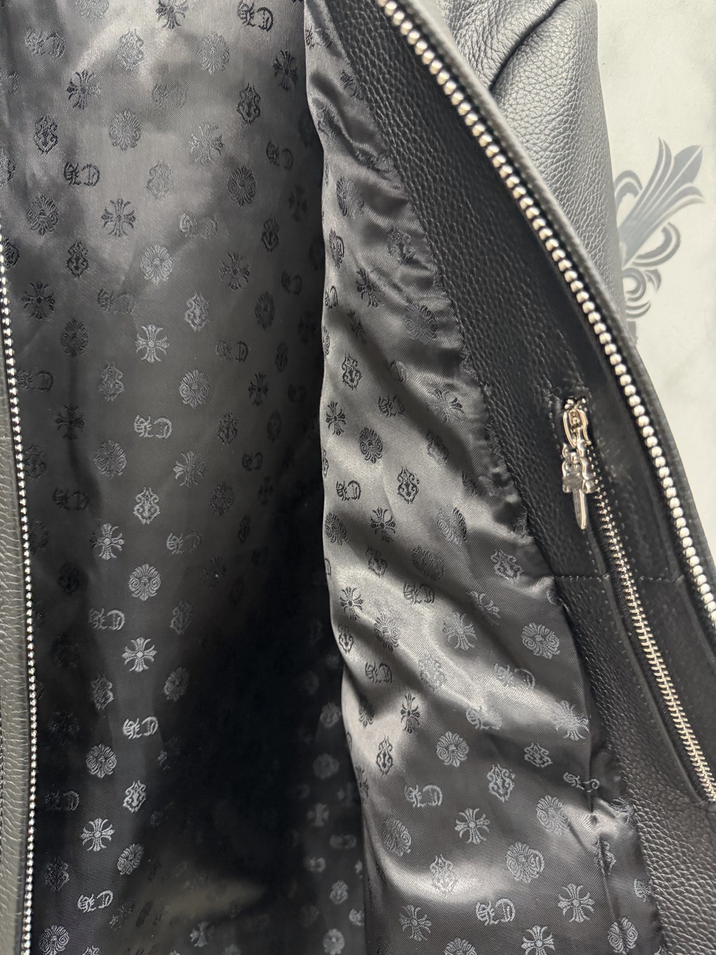 クロムハーツ Basic Zip レザー モトジャケット ブラック 画像 9
