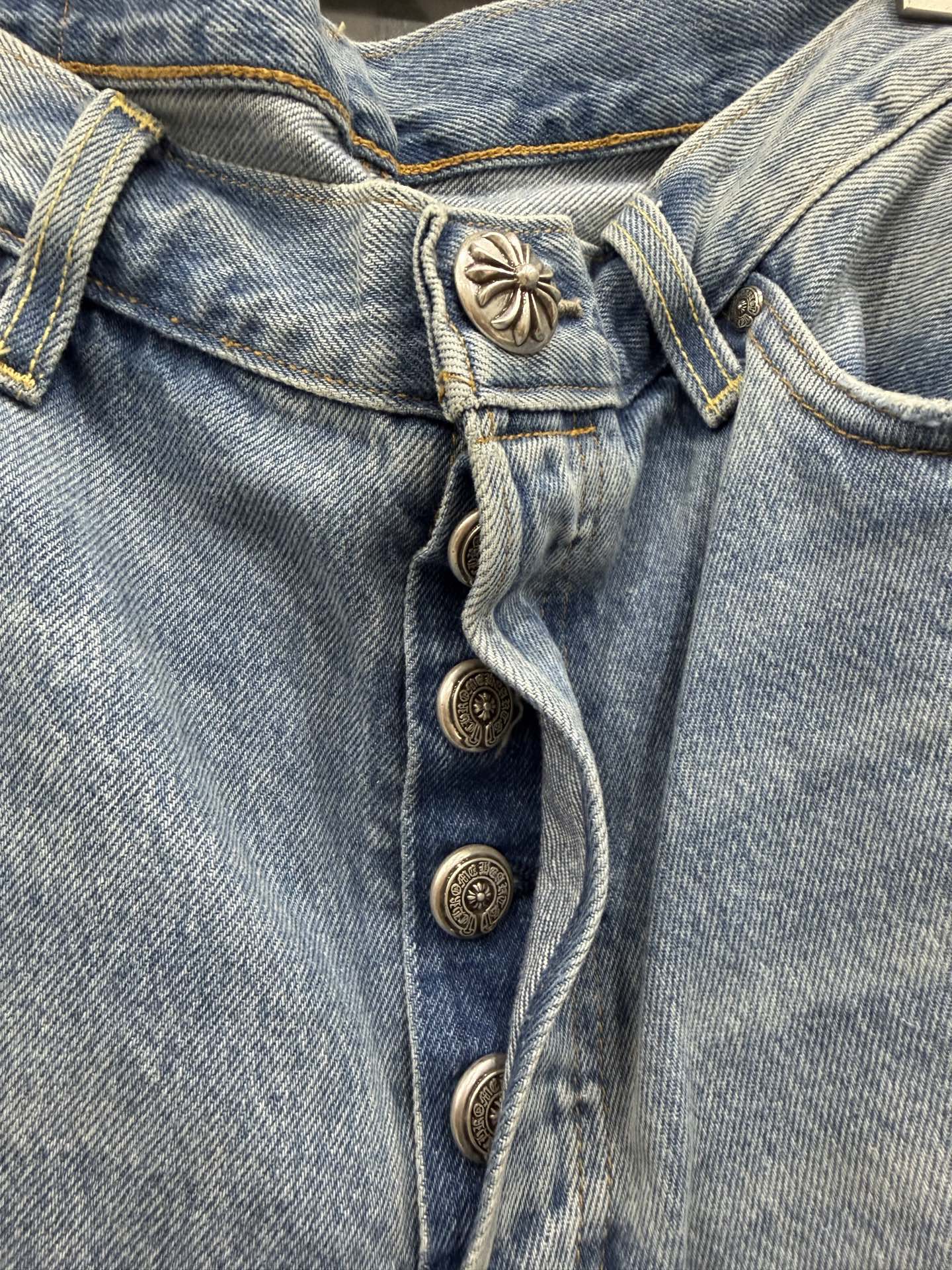 クロムハーツ x Levi's 501 Crocodile レザー Patch ジーンズ ライトブルー 詳細画像 3