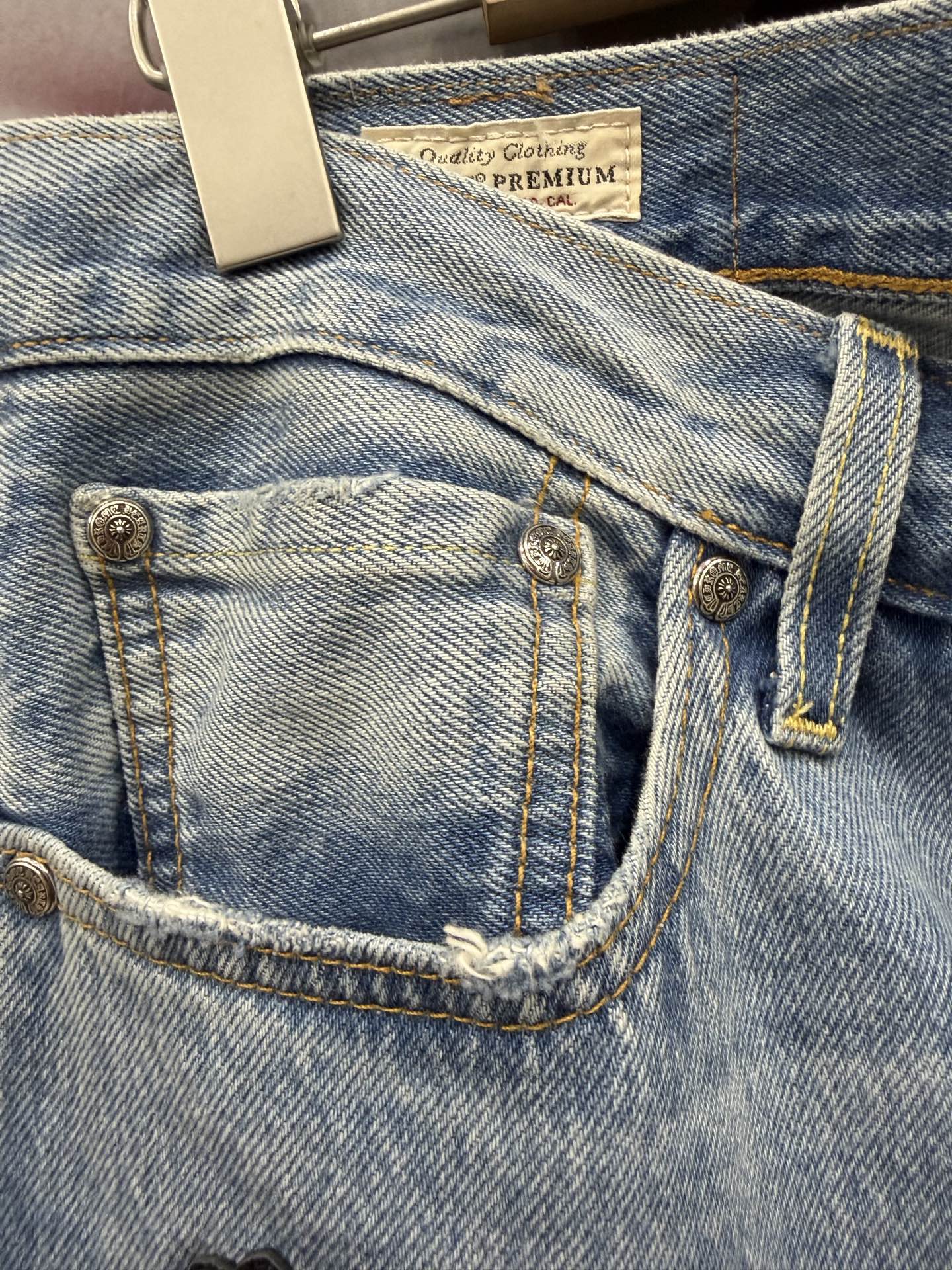 クロムハーツ x Levi's 501 Crocodile レザー Patch ジーンズ ライトブルー 画像 5