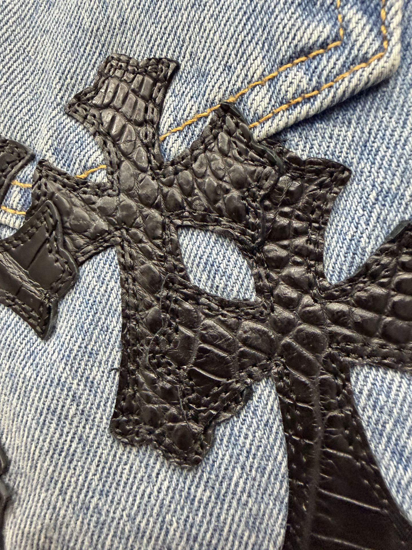 クロムハーツ x Levi's 501 Crocodile レザー Patch ジーンズ ライトブルー 画像 6
