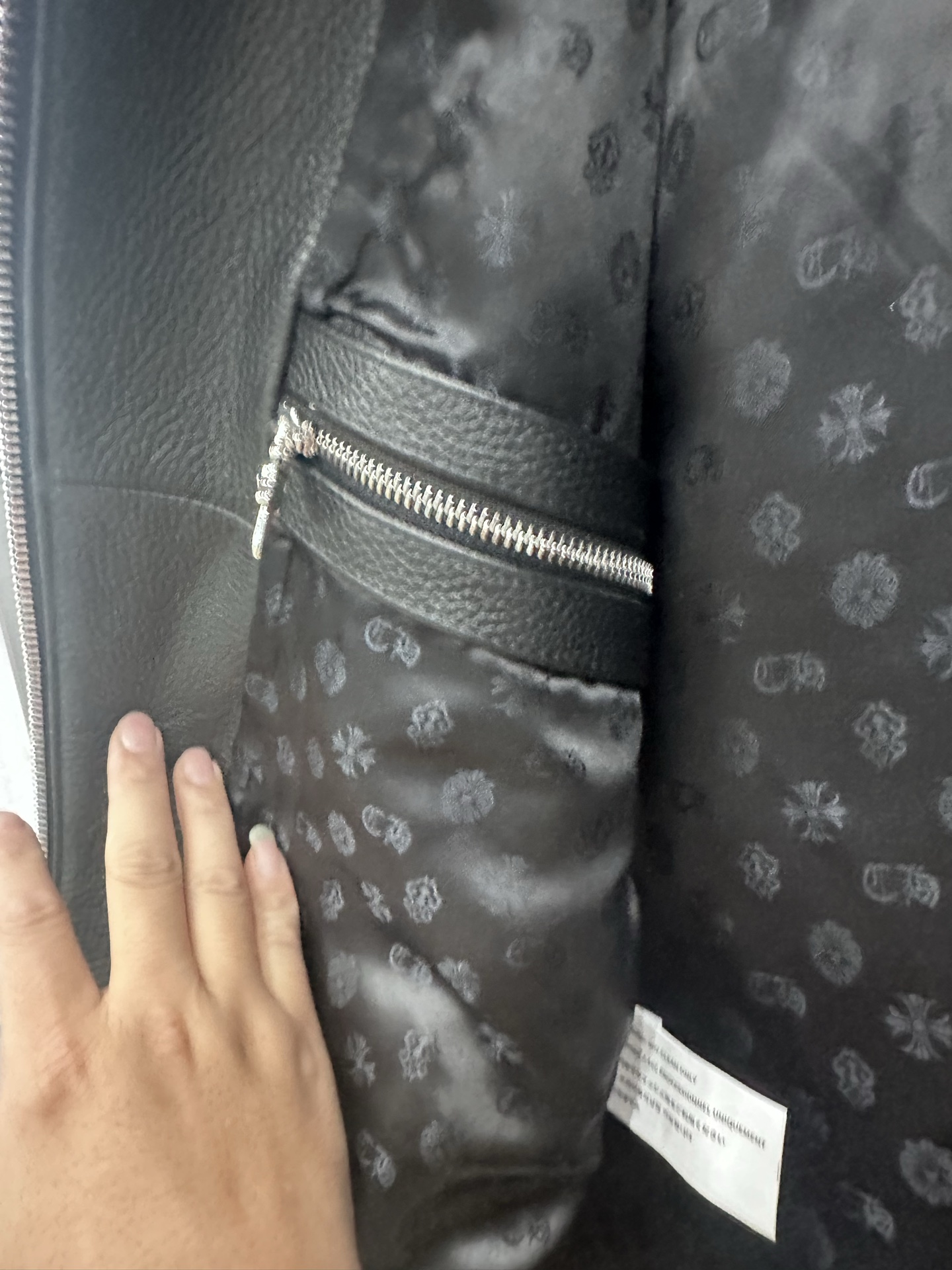 クロムハーツ Zip レザー モトジャケット ブルーストライプ 画像 7
