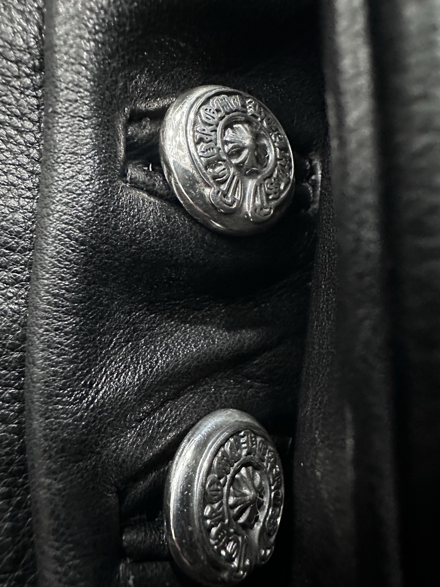 クロムハーツ Double Knee Work Leather ジーンズ ブラック 画像 4