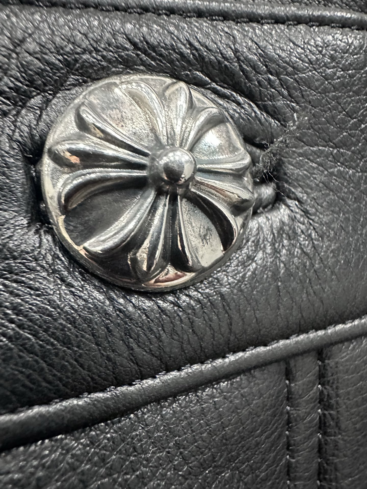 クロムハーツ Double Knee Work Leather ジーンズ ブラック 画像 5