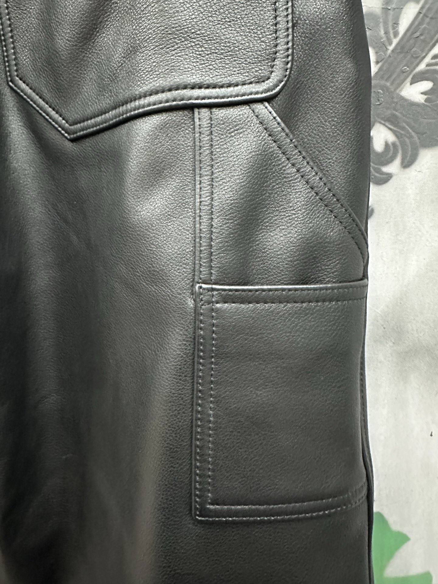 クロムハーツ Double Knee Work Leather ジーンズ ブラック 画像 8
