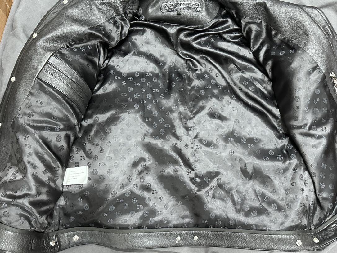 クロムハーツ Plaid Vine Flame レザーモトジャケット 画像 6